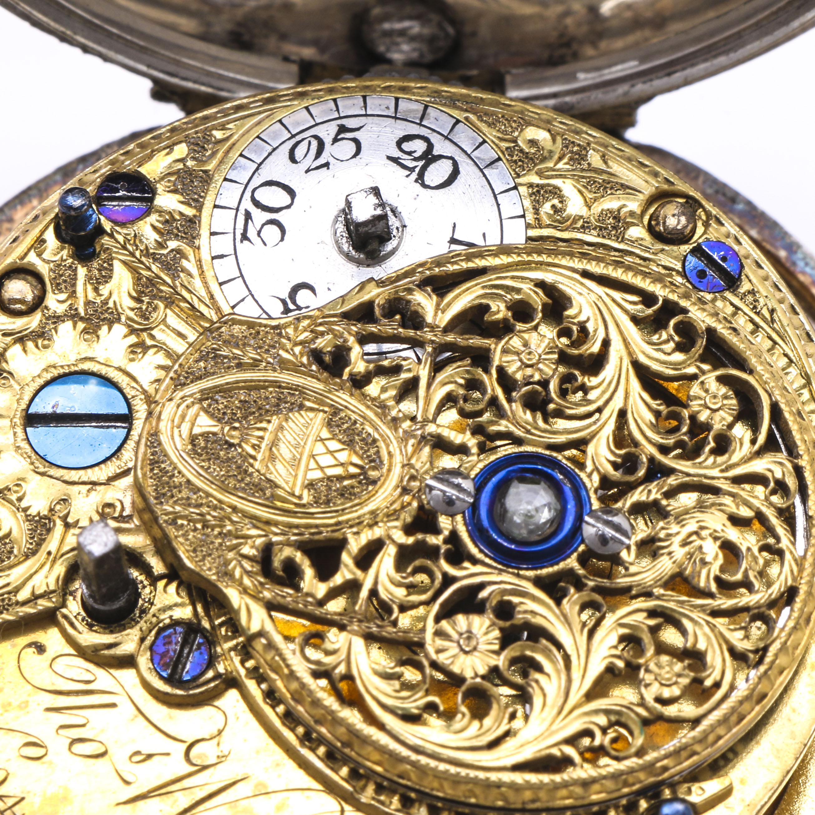 18th Century Thomas Wagstaffe Sterling Silver Pocket Watch With Diamond Jewel