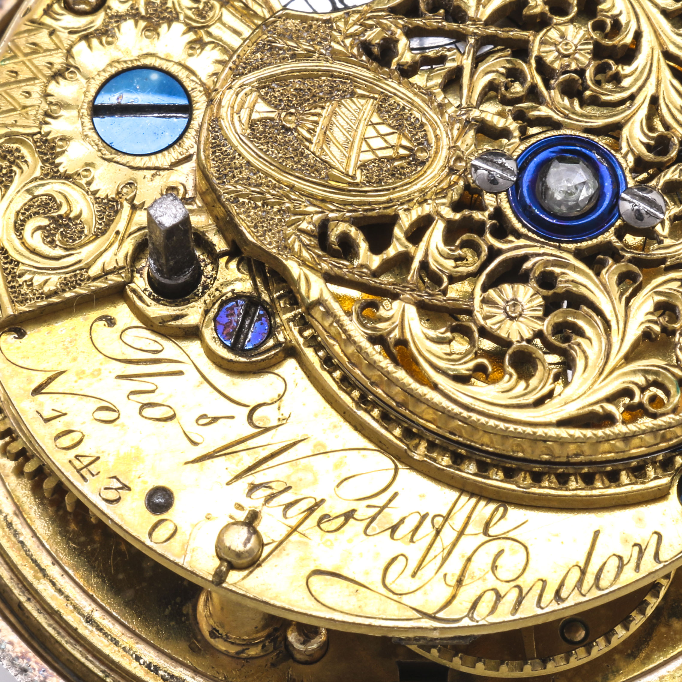 18th Century Thomas Wagstaffe Sterling Silver Pocket Watch With Diamond Jewel