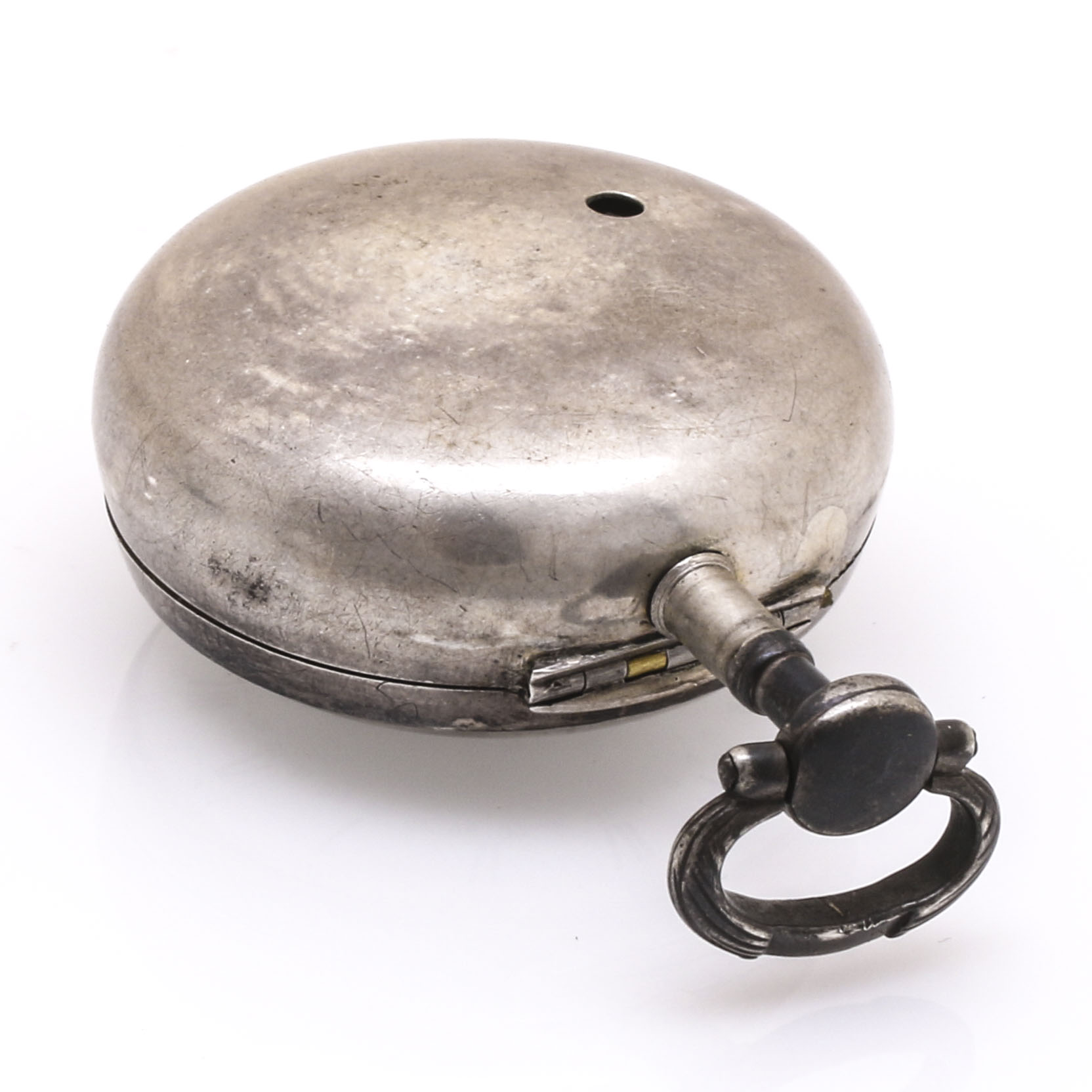 18th Century Thomas Wagstaffe Sterling Silver Pocket Watch With Diamond Jewel