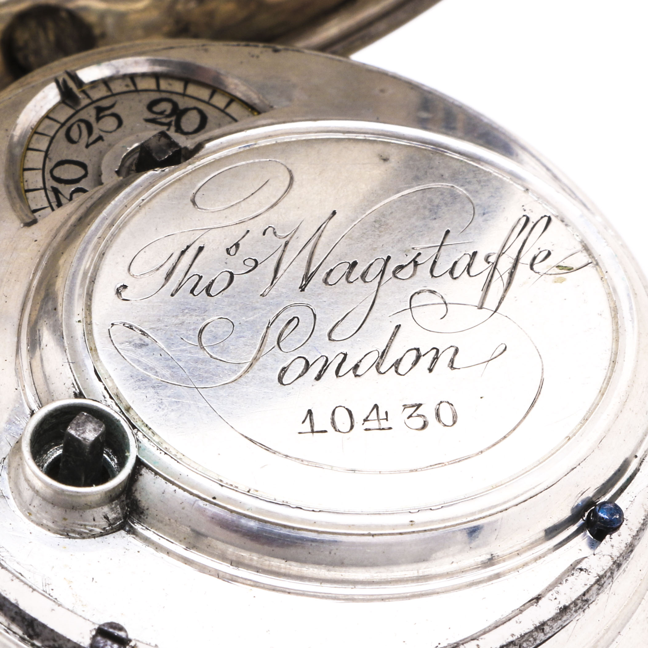 18th Century Thomas Wagstaffe Sterling Silver Pocket Watch With Diamond Jewel