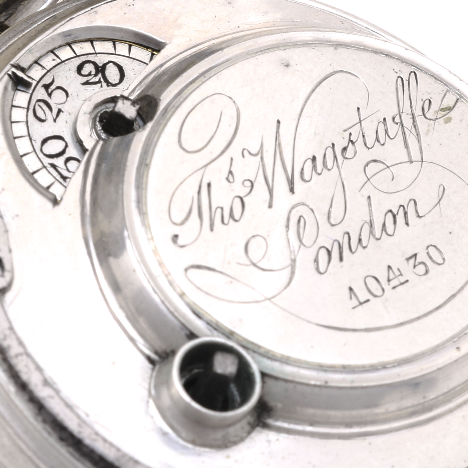 18th Century Thomas Wagstaffe Sterling Silver Pocket Watch With Diamond Jewel