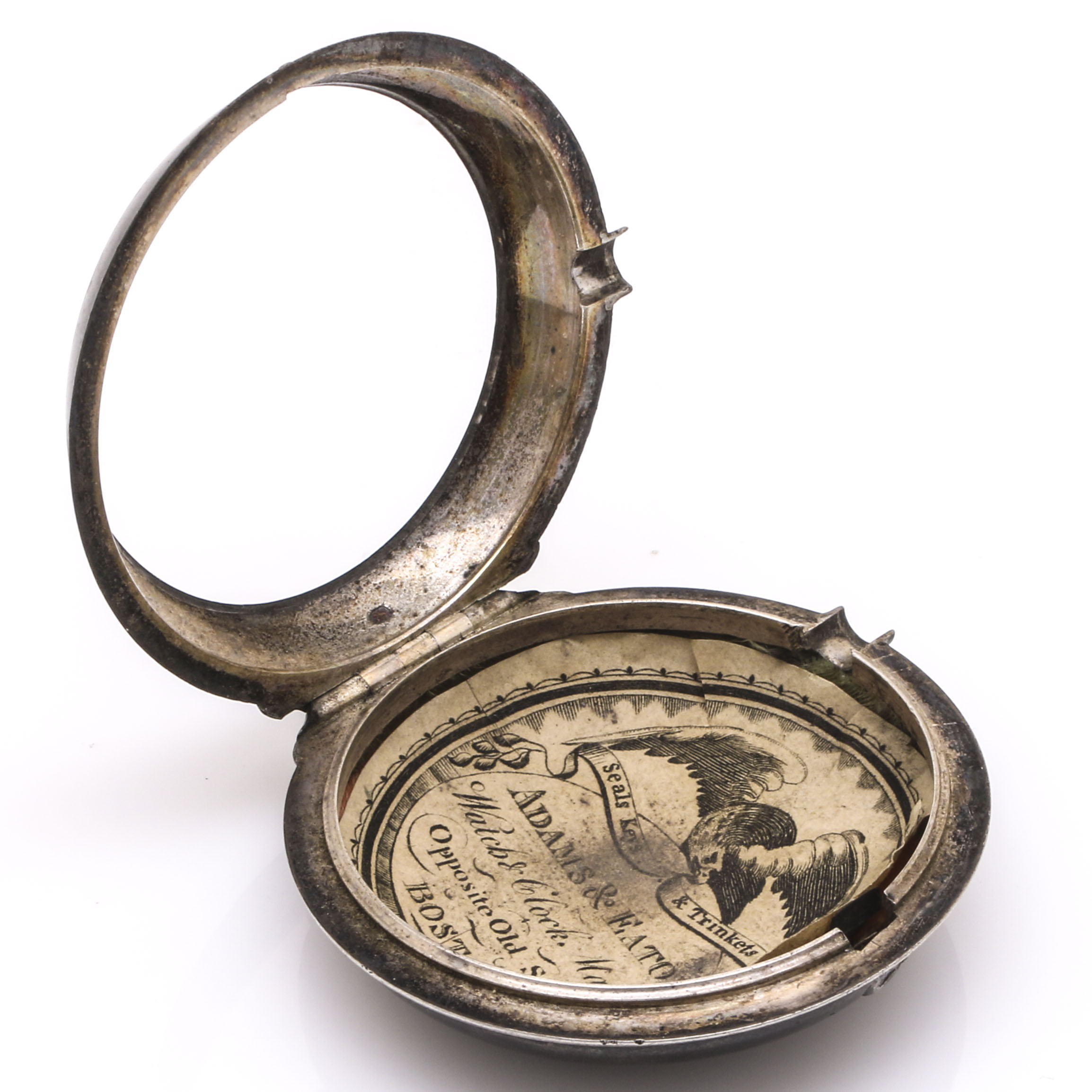 18th Century Thomas Wagstaffe Sterling Silver Pocket Watch With Diamond Jewel