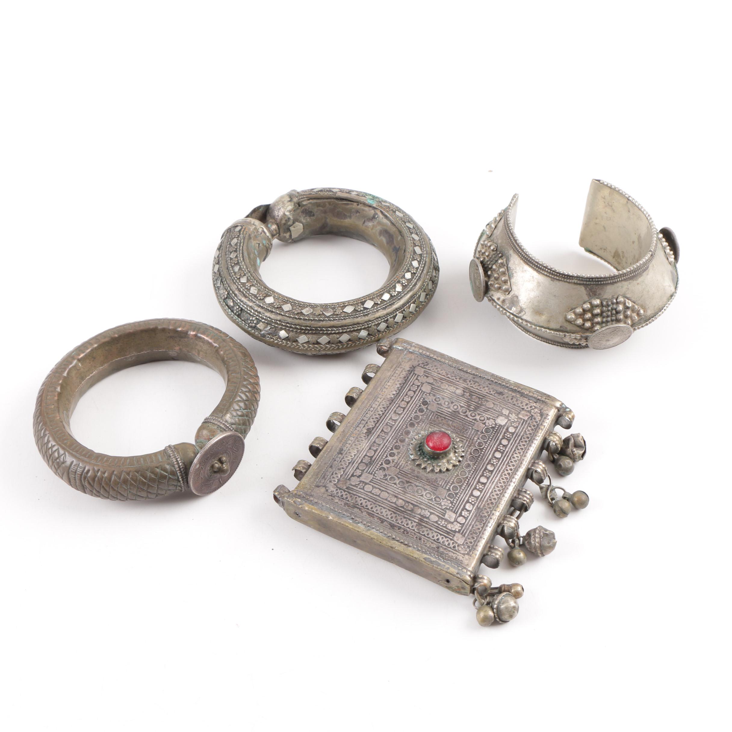 Vintage Berber Style Bracelets and Tibetan Pendant