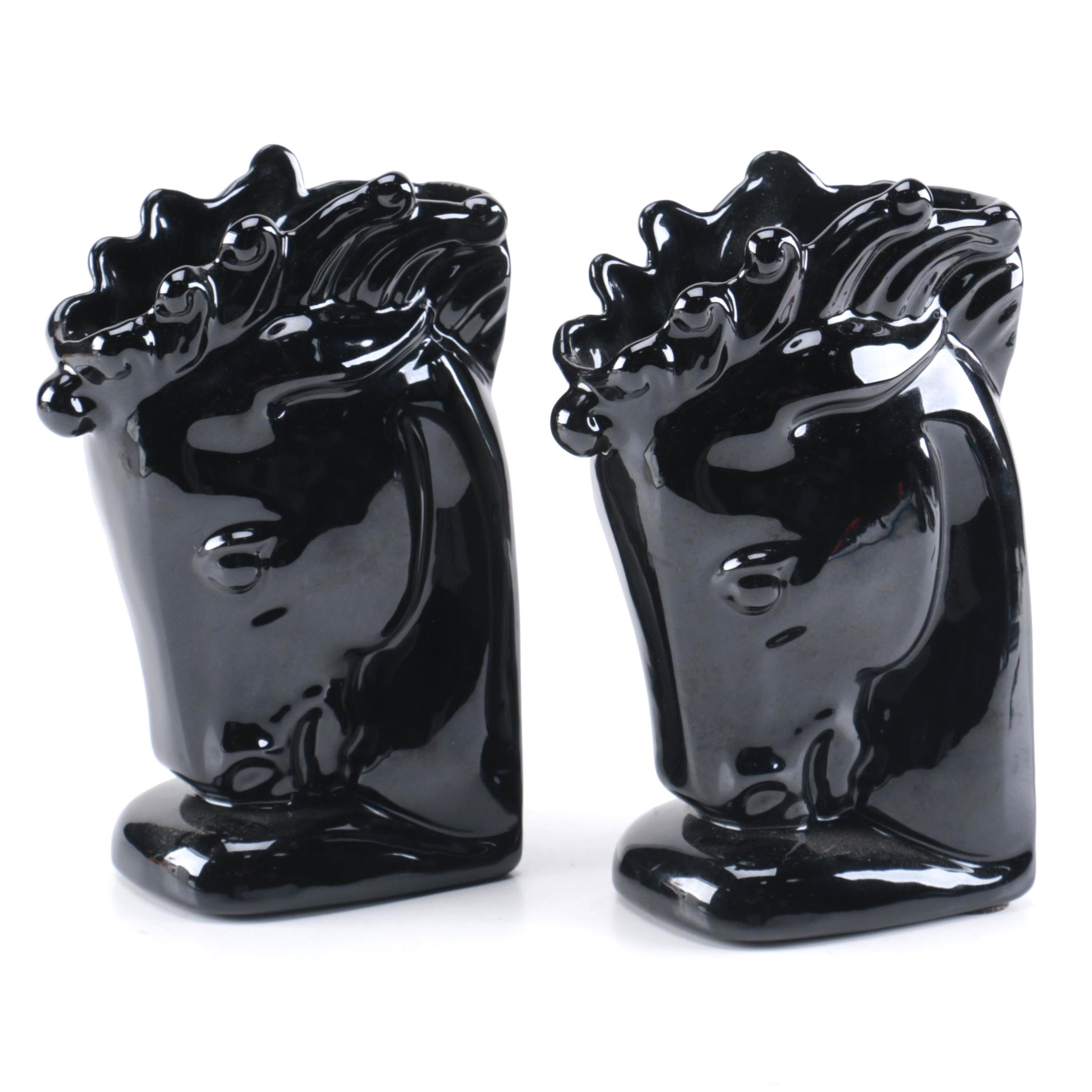 Royal Haegar Art Deco Style Ceramic Horse Head Vases