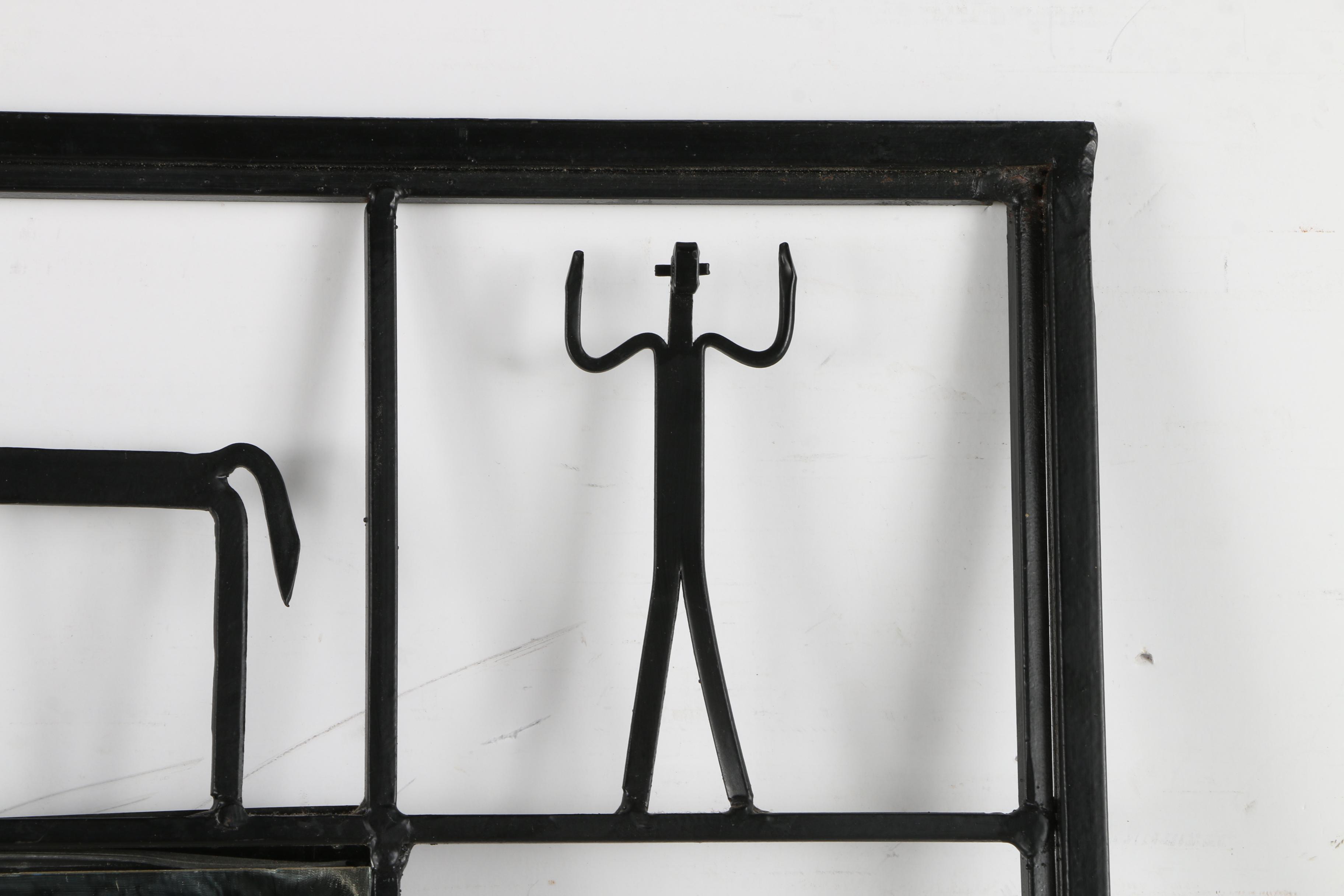 Mid Century Modern Frederick Weinberg Large Black Iron Wall Mirror