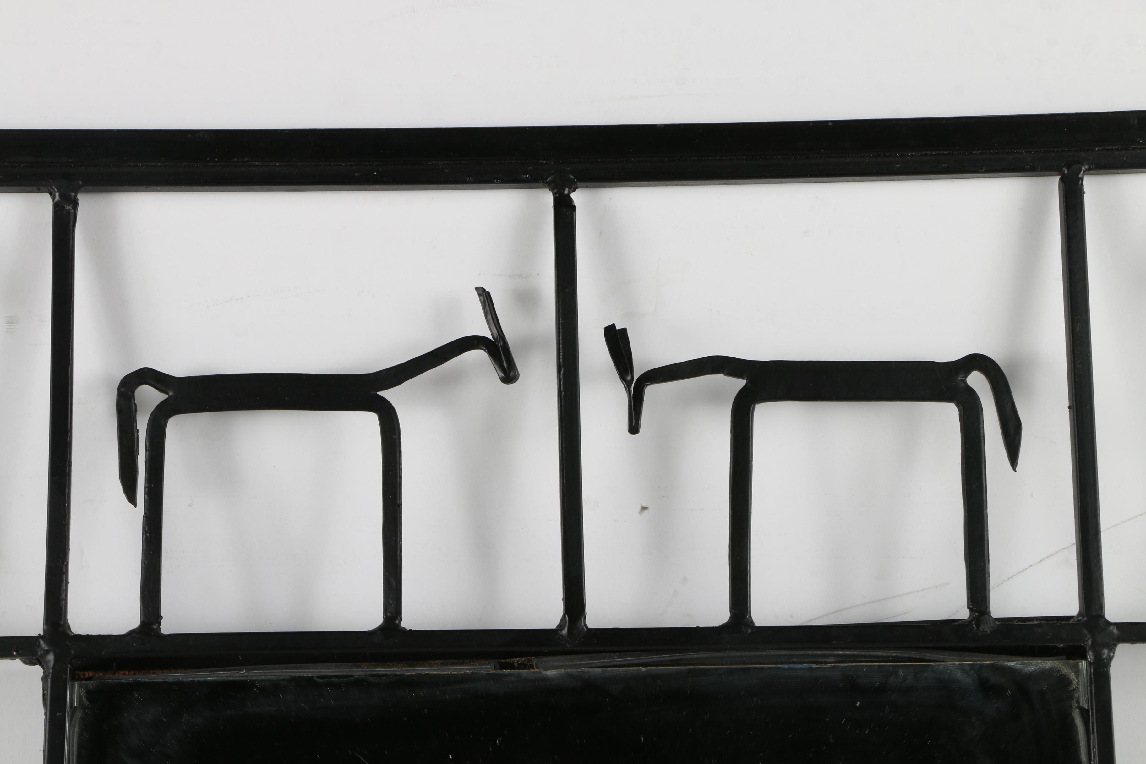 Mid Century Modern Frederick Weinberg Large Black Iron Wall Mirror