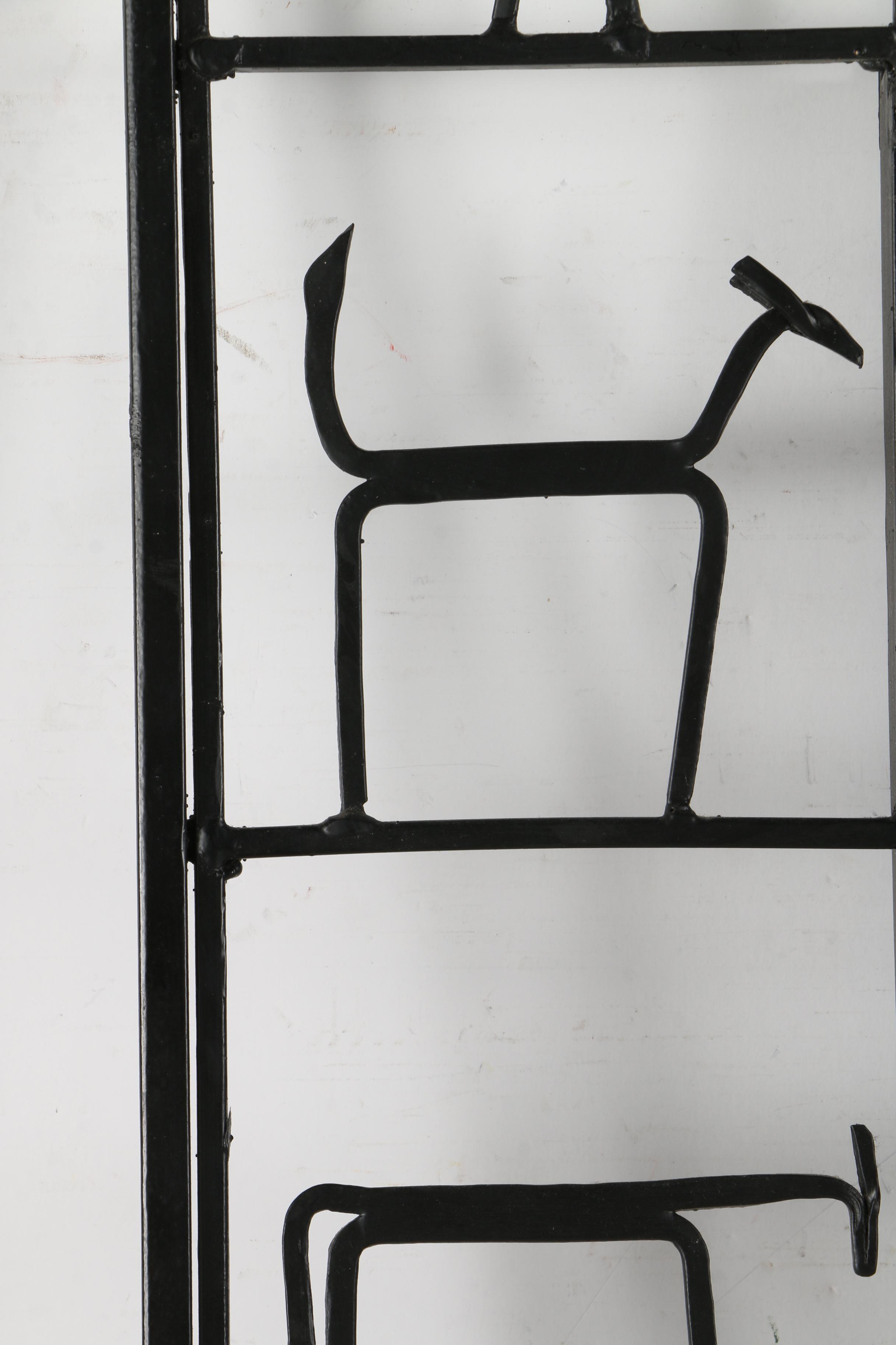 Mid Century Modern Frederick Weinberg Large Black Iron Wall Mirror