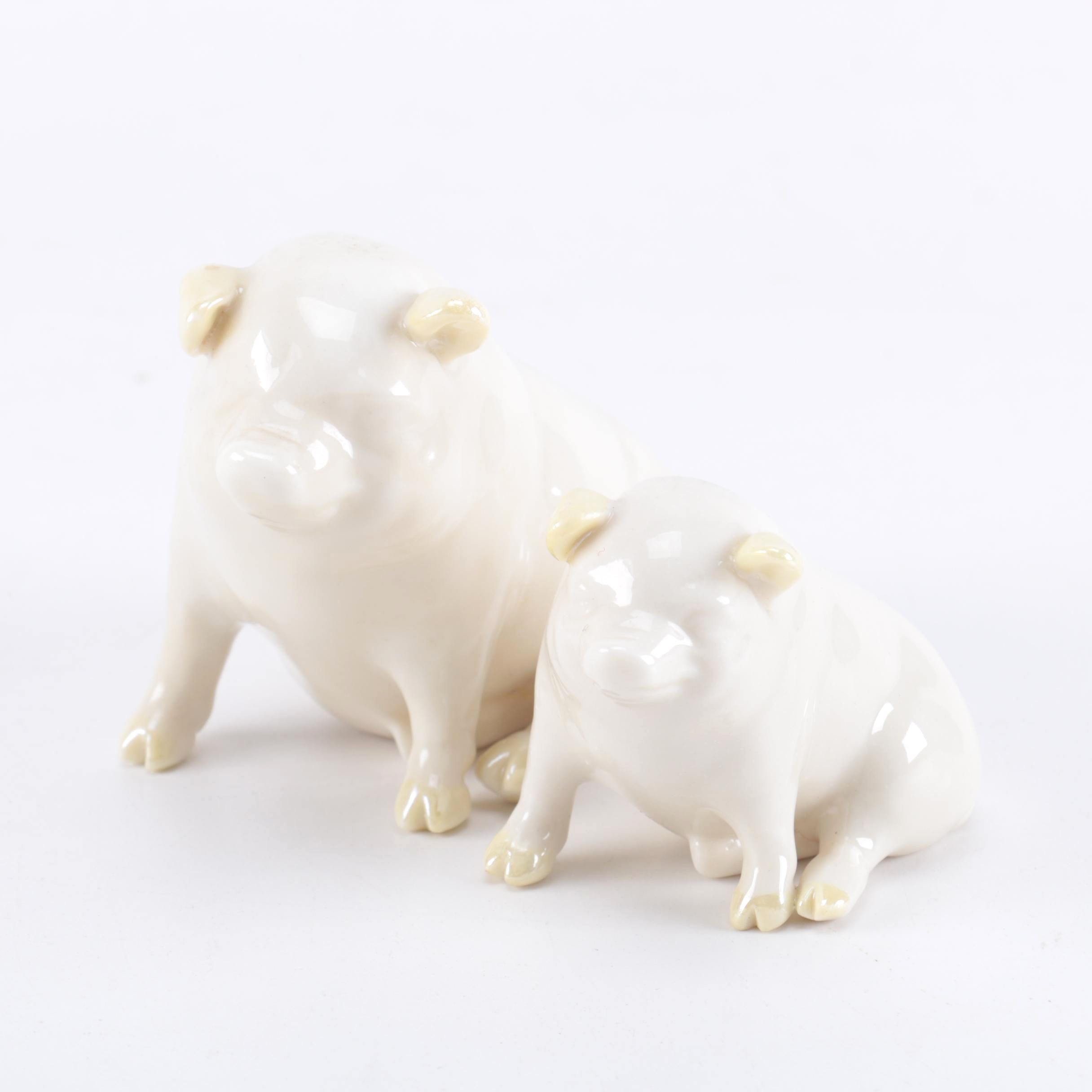 Belleek Porcelain Pig Figurines