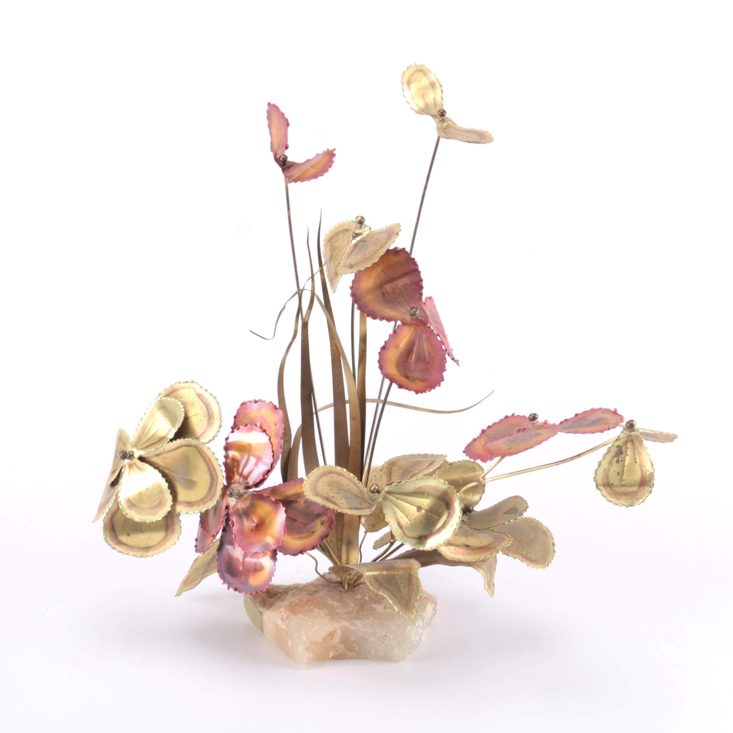 Copper and Brass Floral Sculpture
