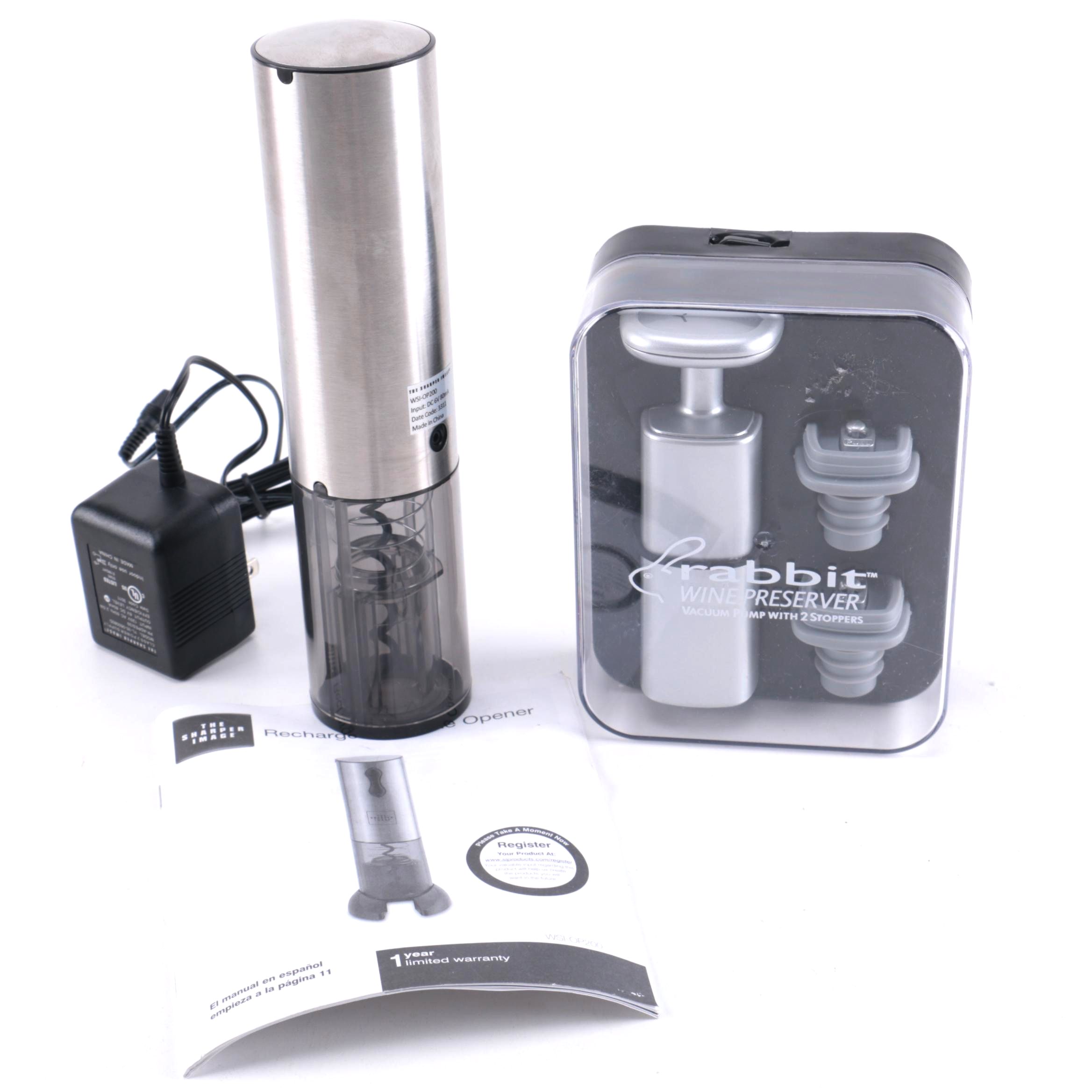Rabbit Wine Preserver and a The Sharper Image Cork Remover