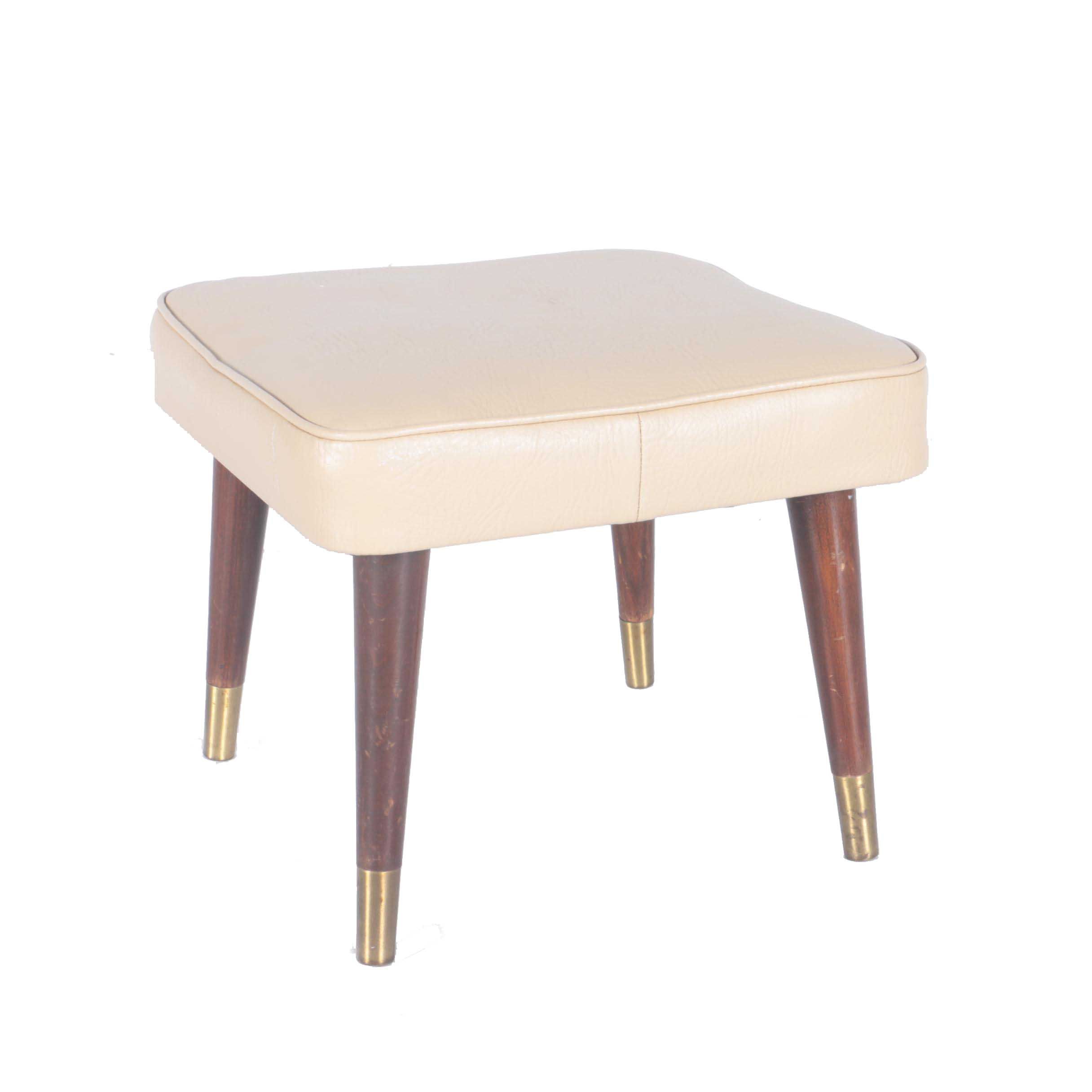 Mid Century Modern Vinyl Top Footstool
