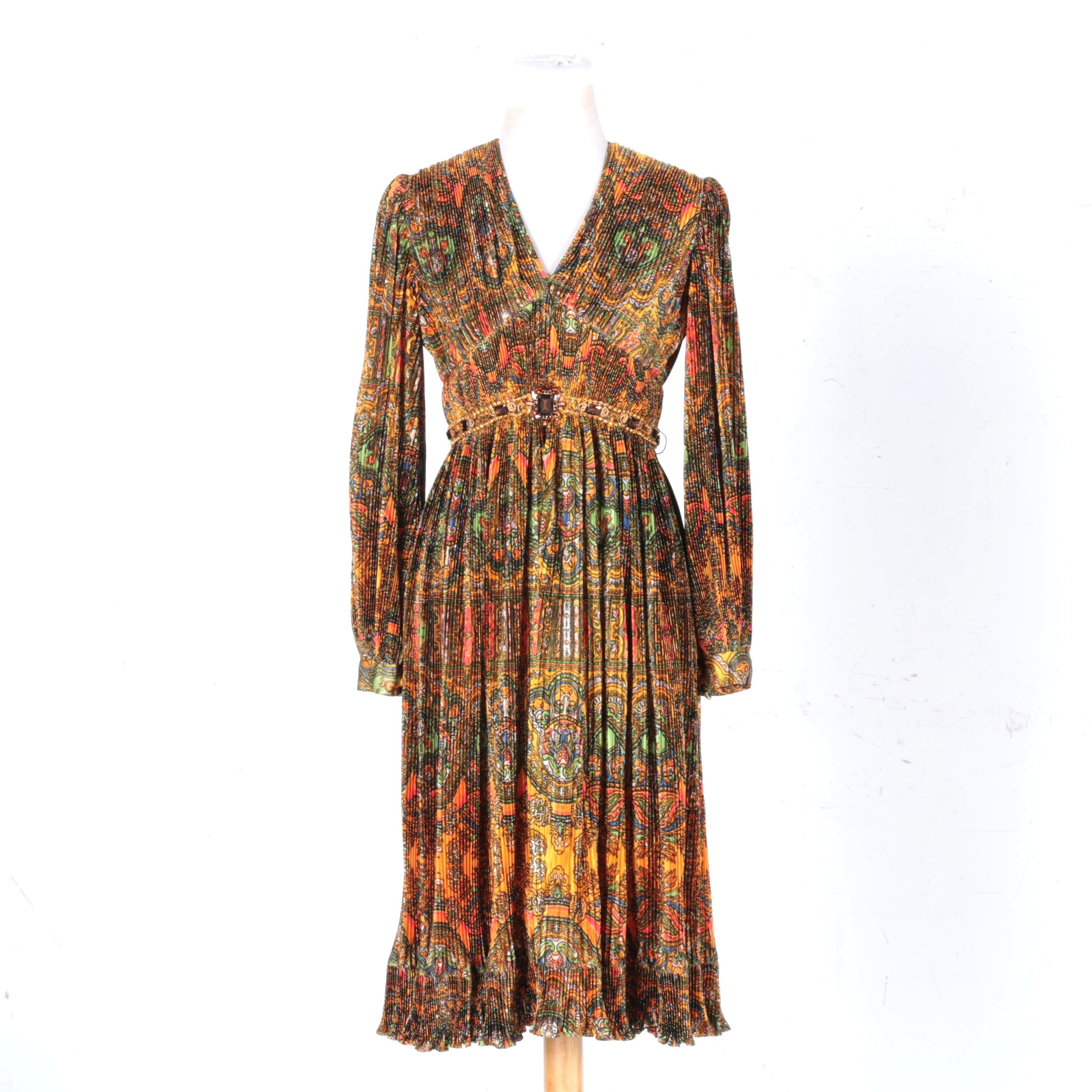 Circa 1970s Jerry Silverman Accordion Pleated Dress