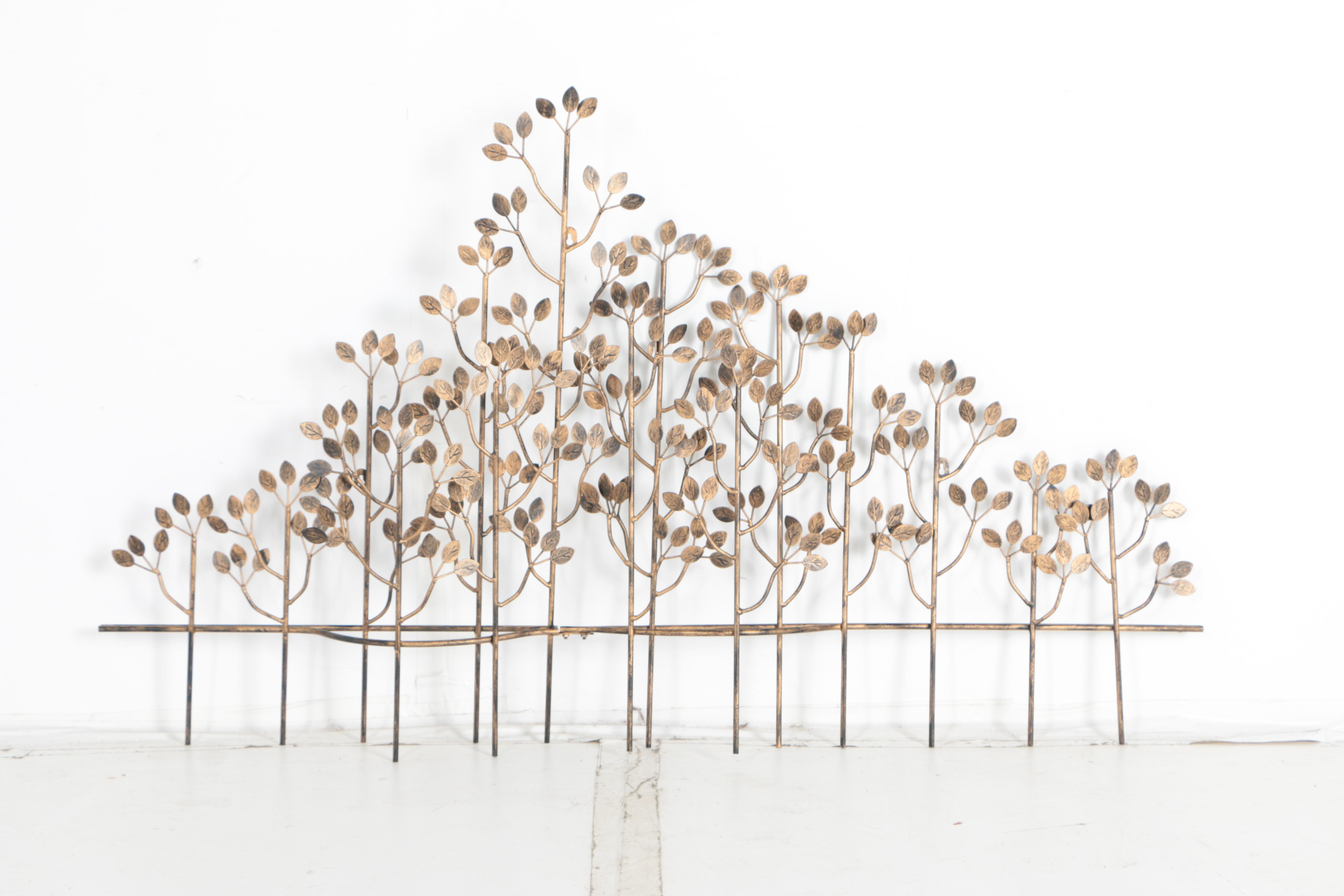 Mid Century Modern Large Brass Wall Hanging Field of Trees/Leaves