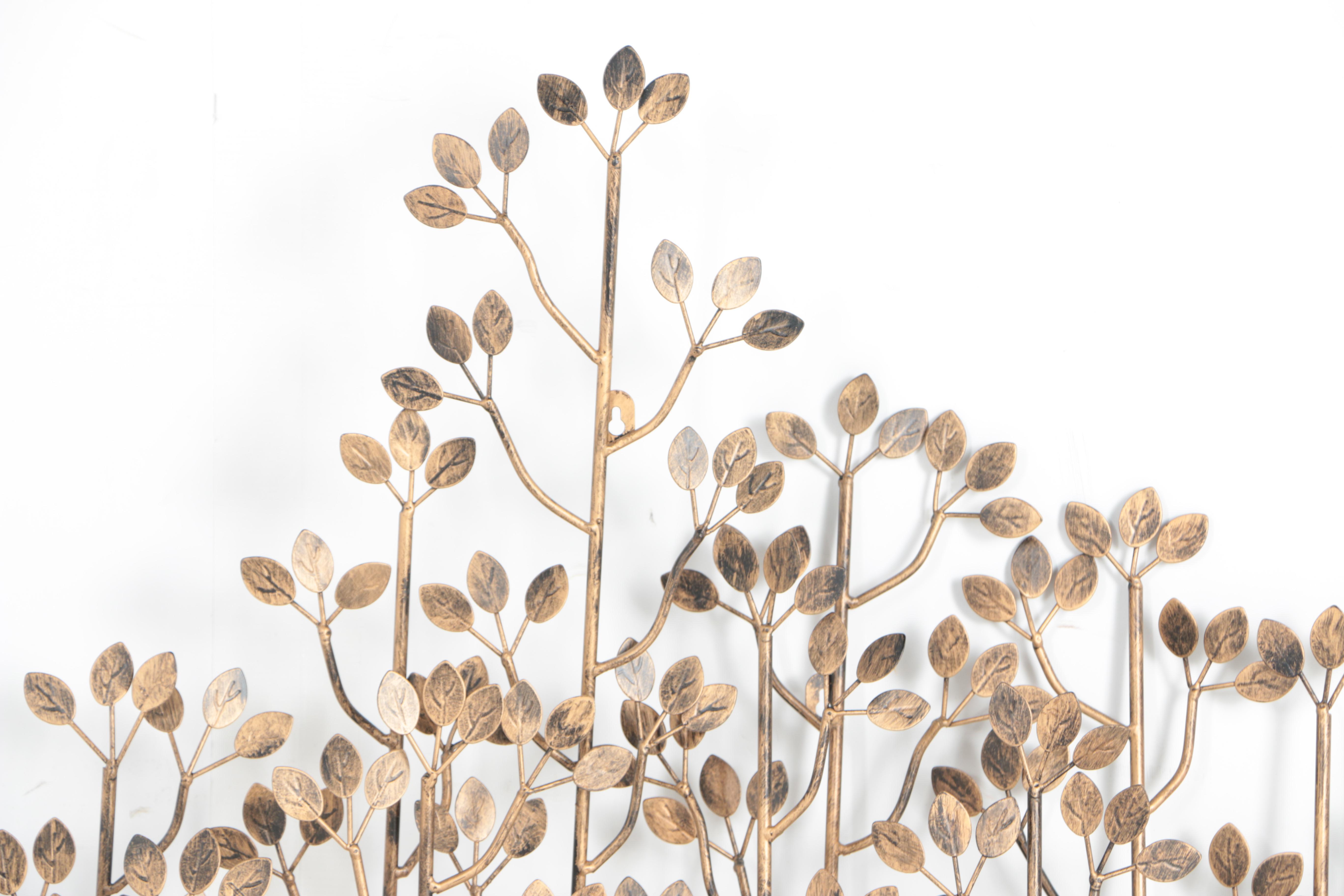 Mid Century Modern Large Brass Wall Hanging Field of Trees/Leaves