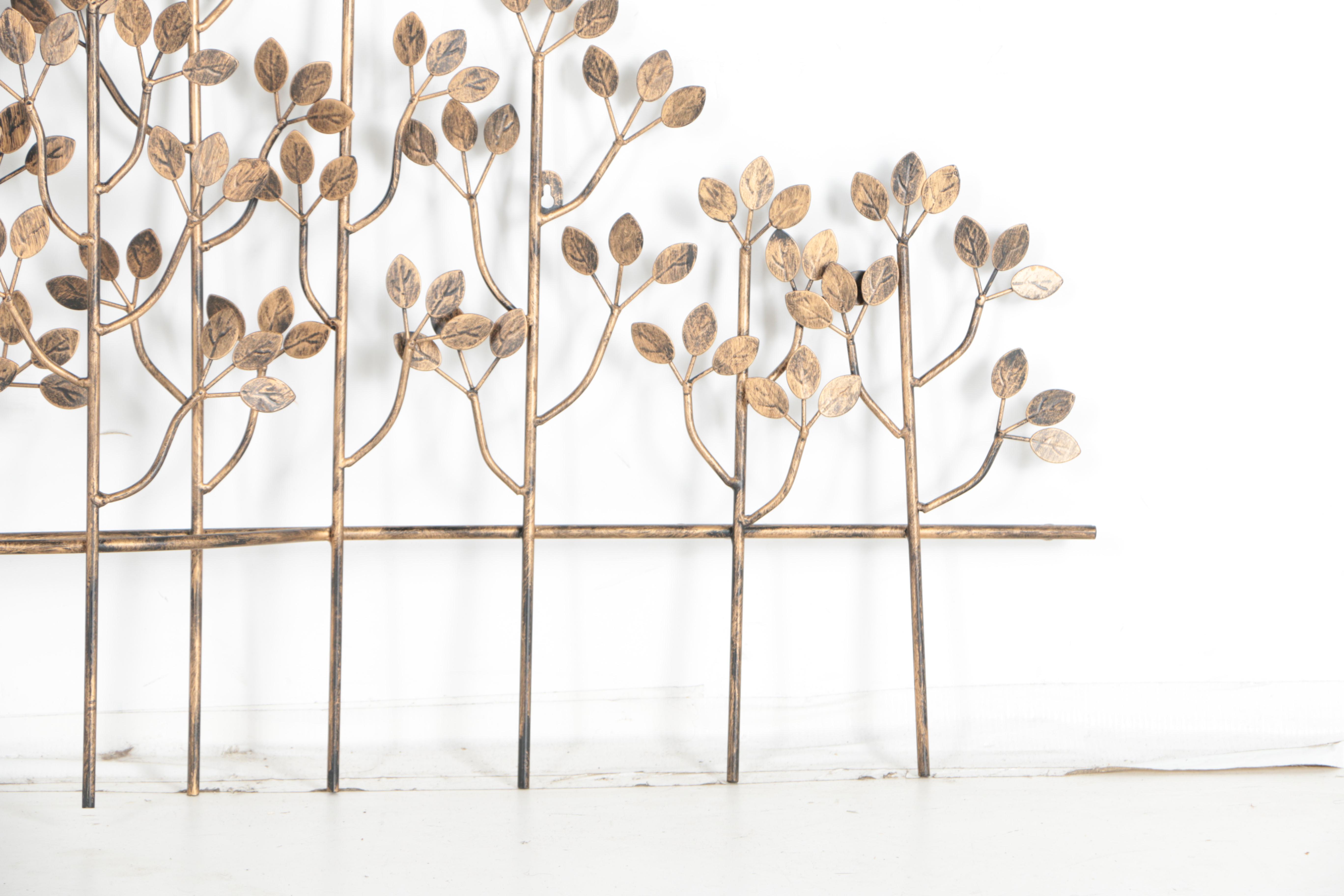Mid Century Modern Large Brass Wall Hanging Field of Trees/Leaves