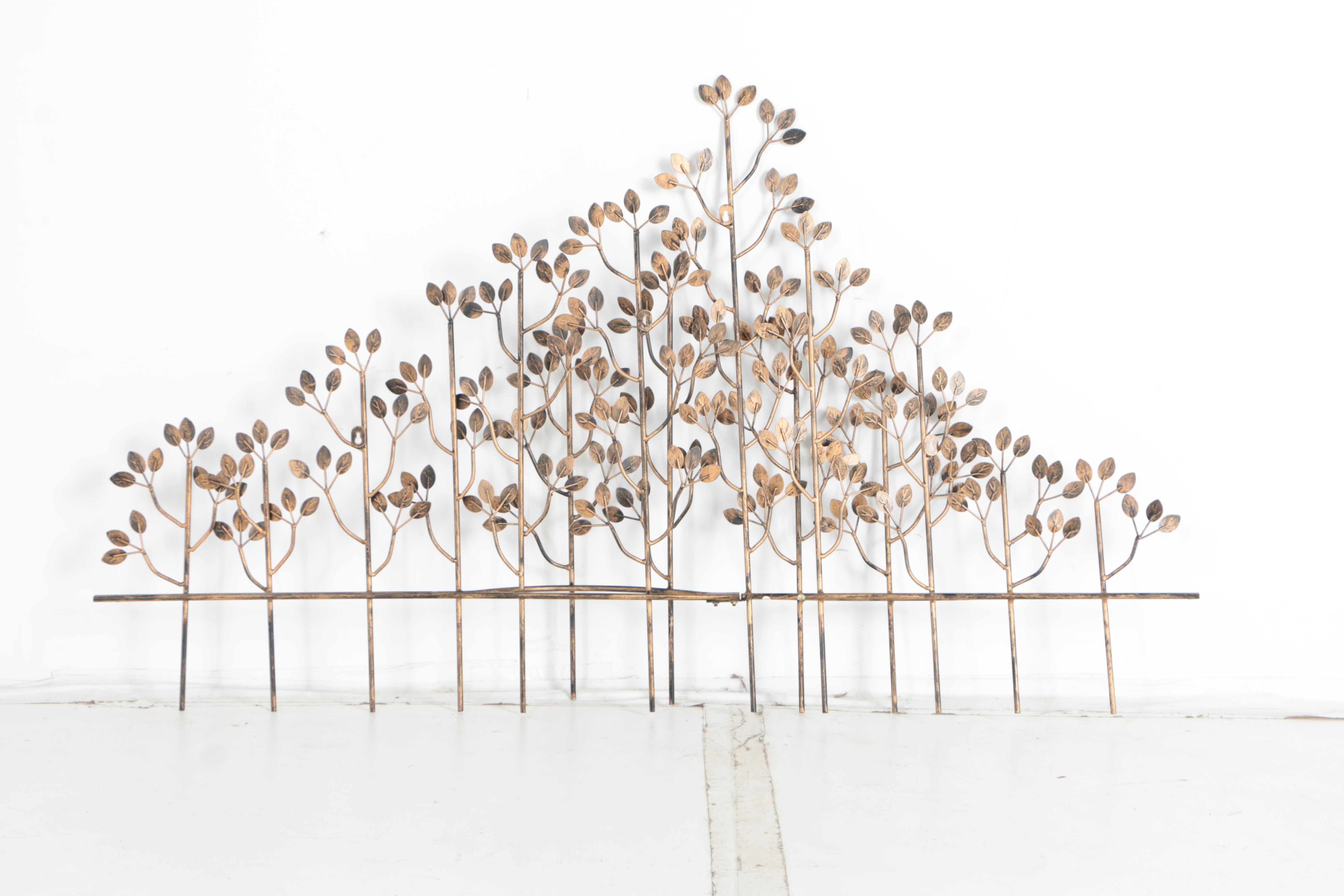 Mid Century Modern Large Brass Wall Hanging Field of Trees/Leaves
