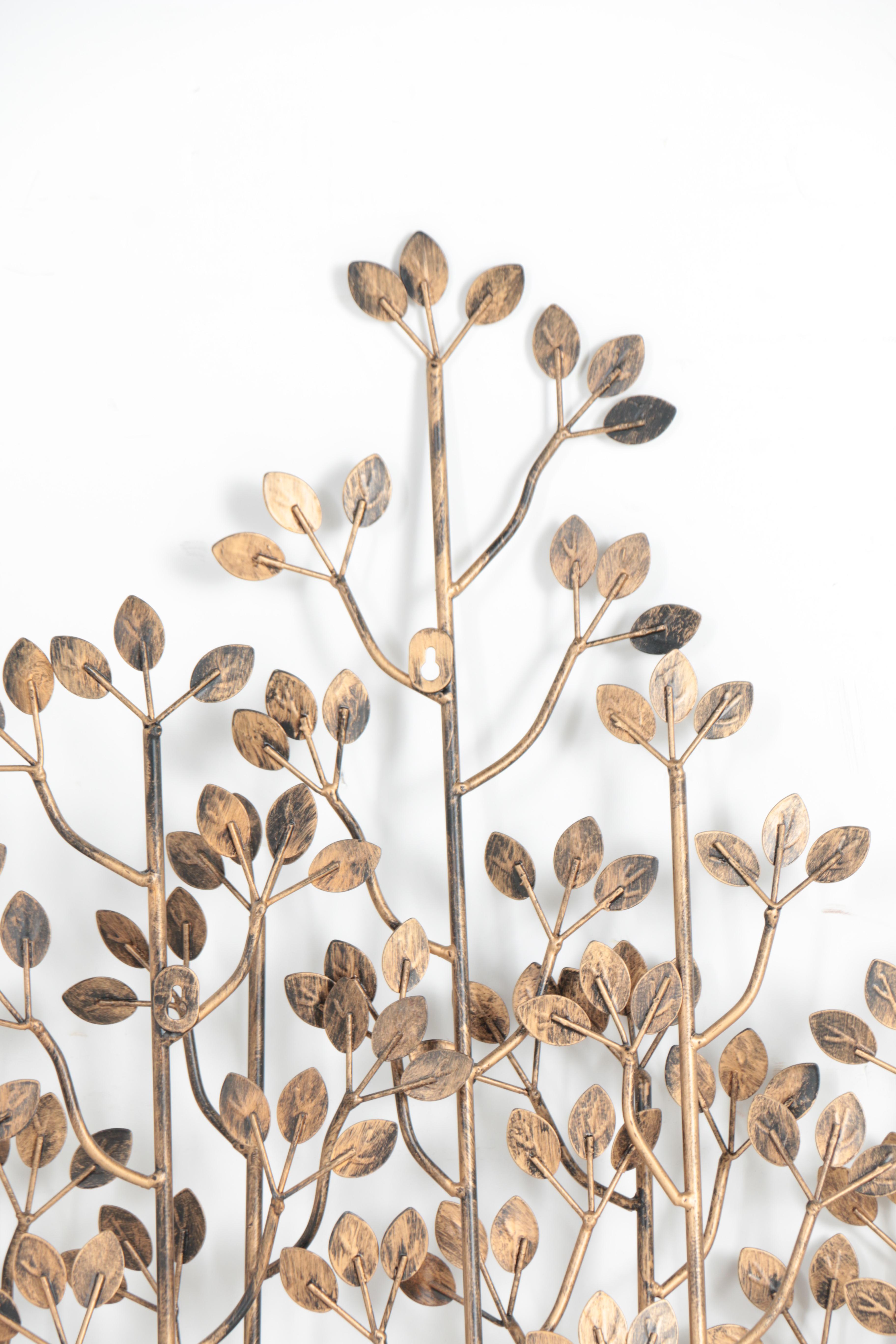 Mid Century Modern Large Brass Wall Hanging Field of Trees/Leaves