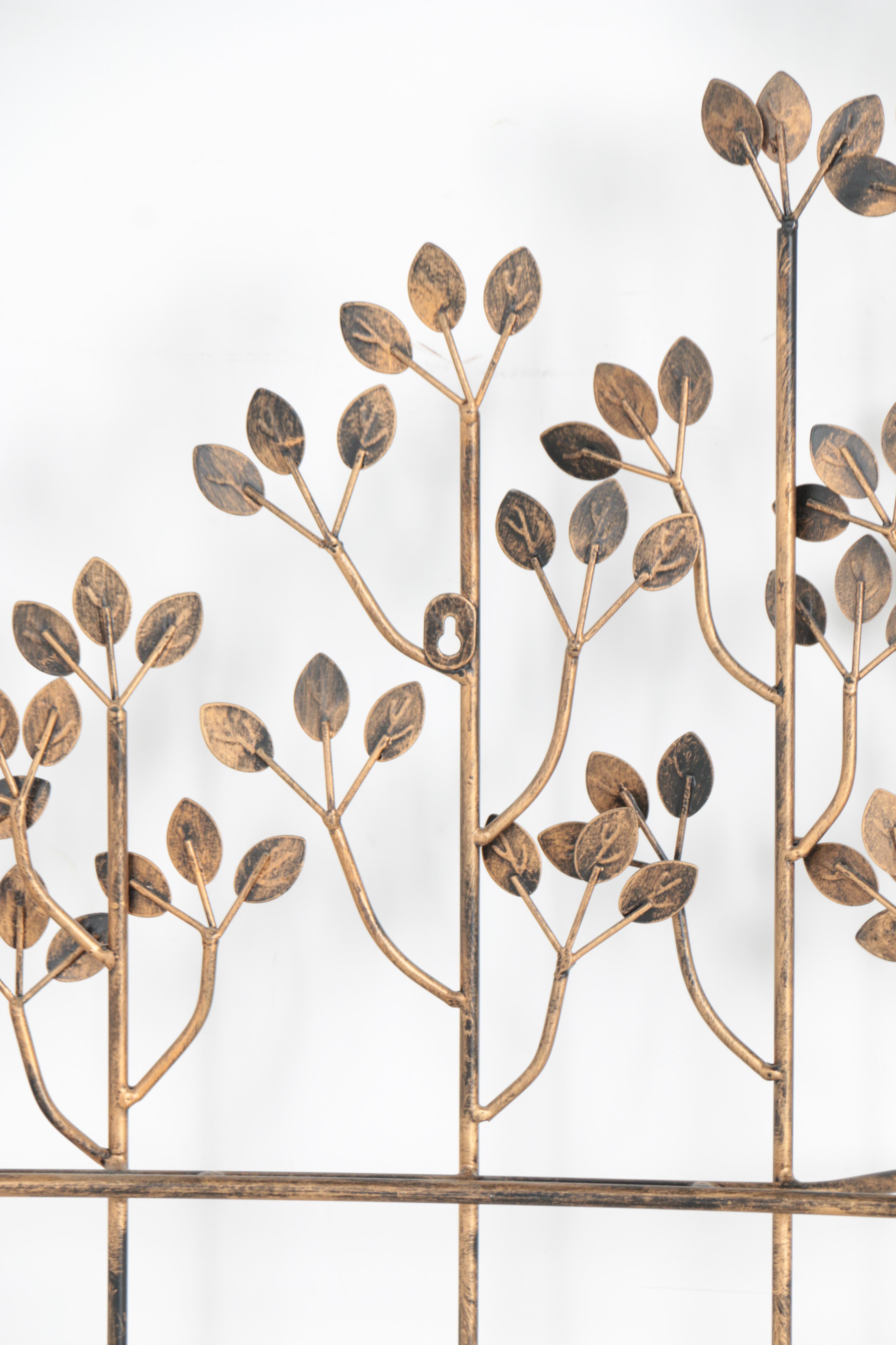 Mid Century Modern Large Brass Wall Hanging Field of Trees/Leaves