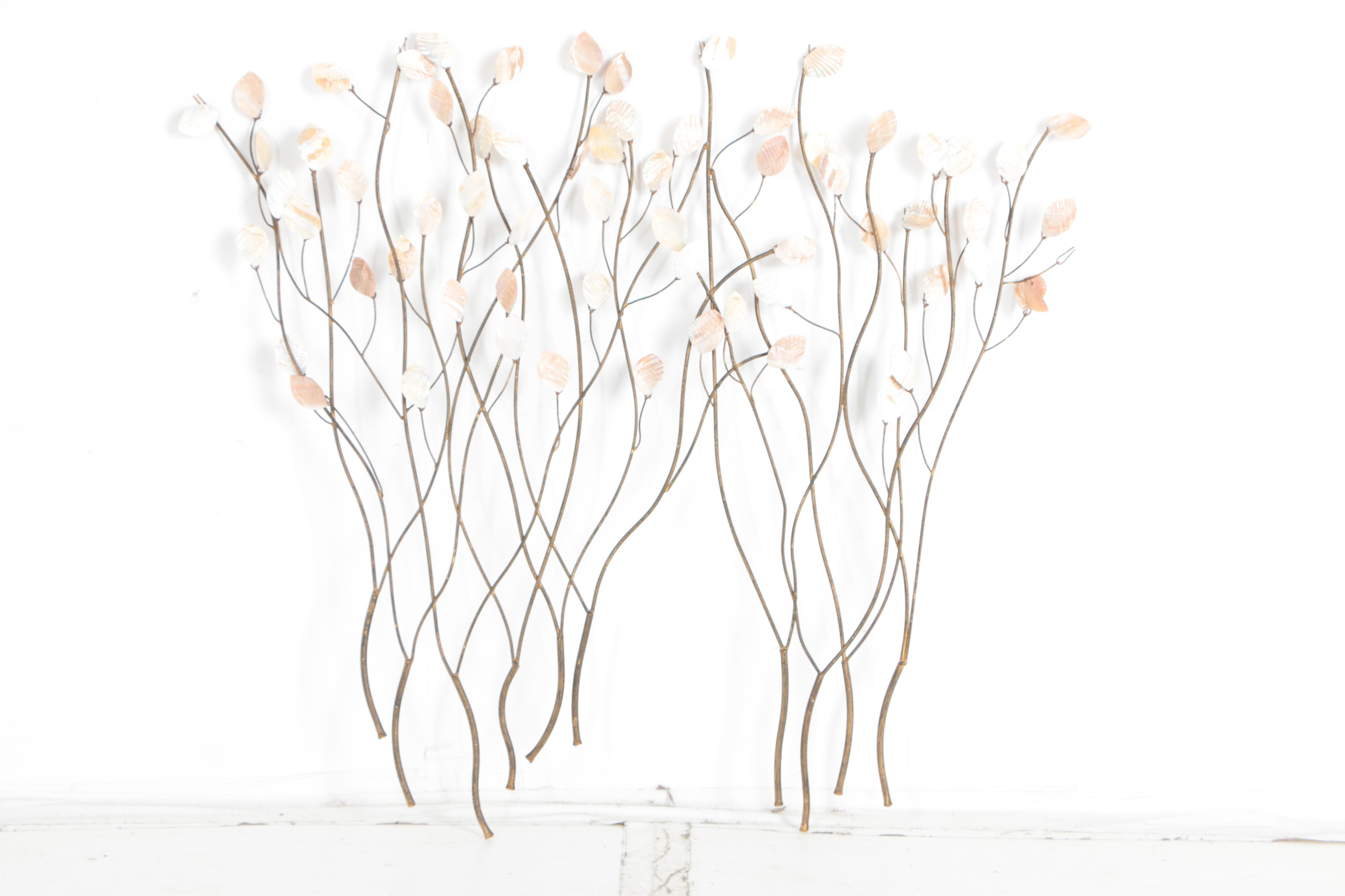 Mid Century Modern Large Brass Wall Hanging Field of Trees/Leaves