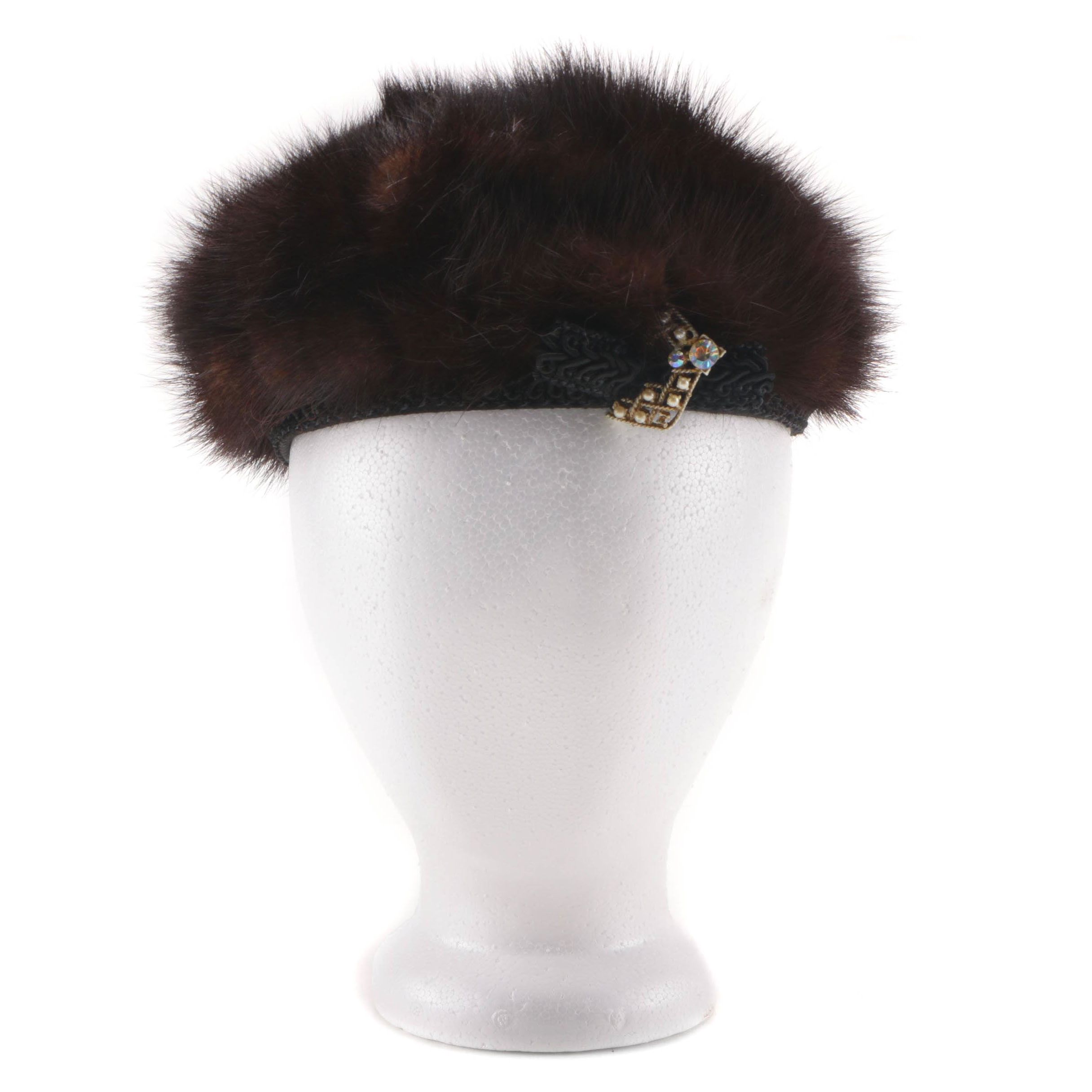 G. Howard Hodge Black Mink Fur Beret