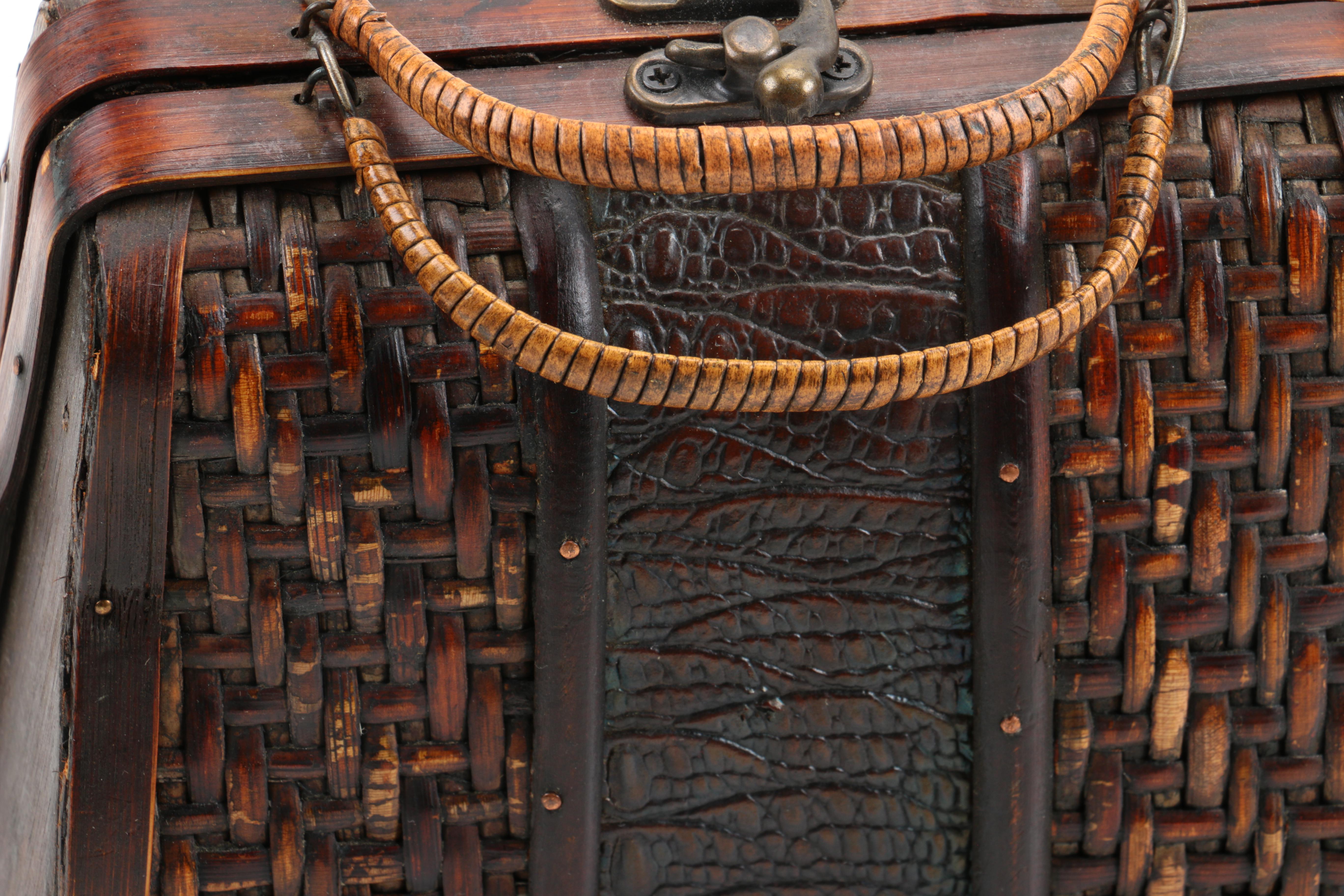 Woven Basketweave Handbag, Beaded Reticule, and Frame Bag