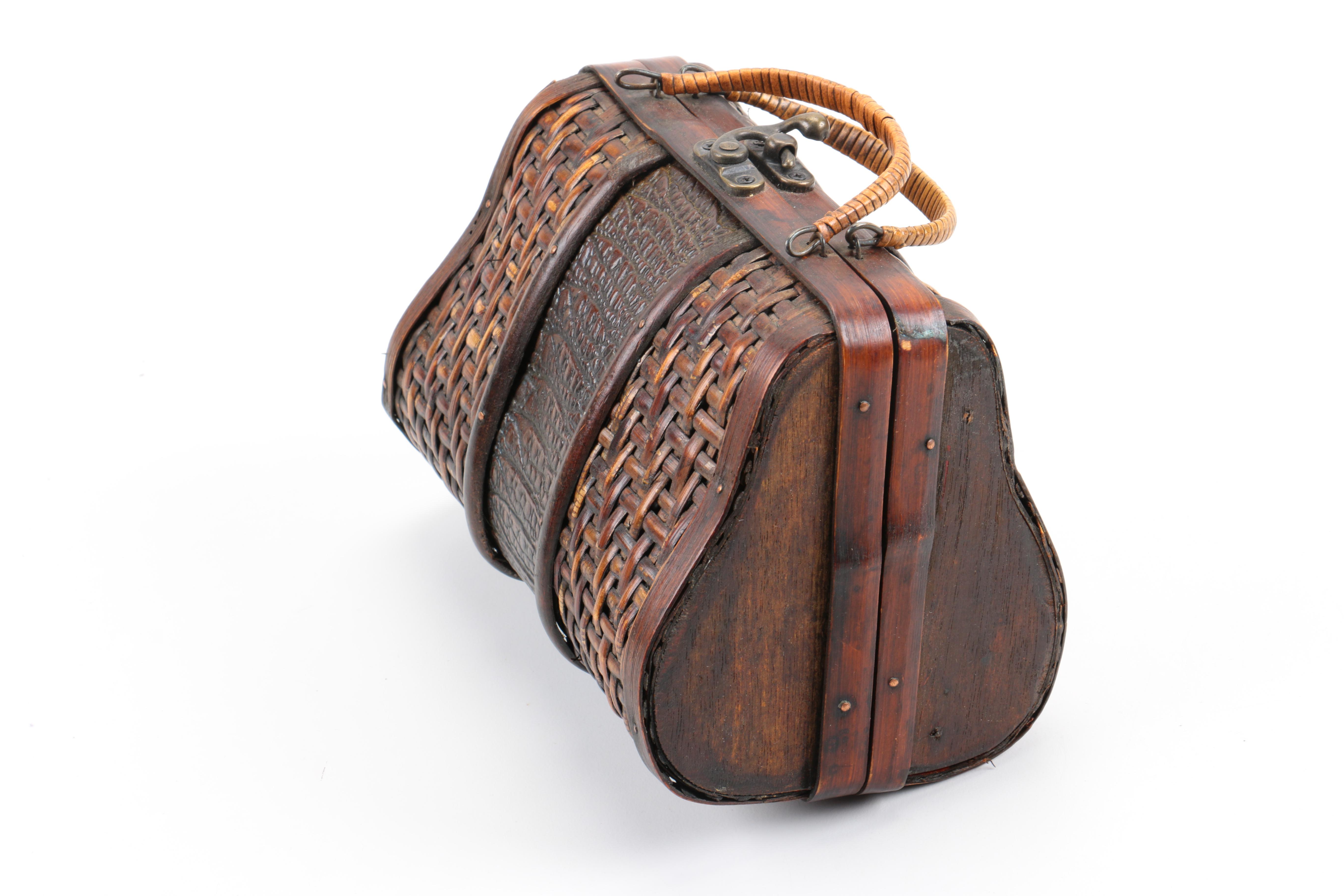 Woven Basketweave Handbag, Beaded Reticule, and Frame Bag