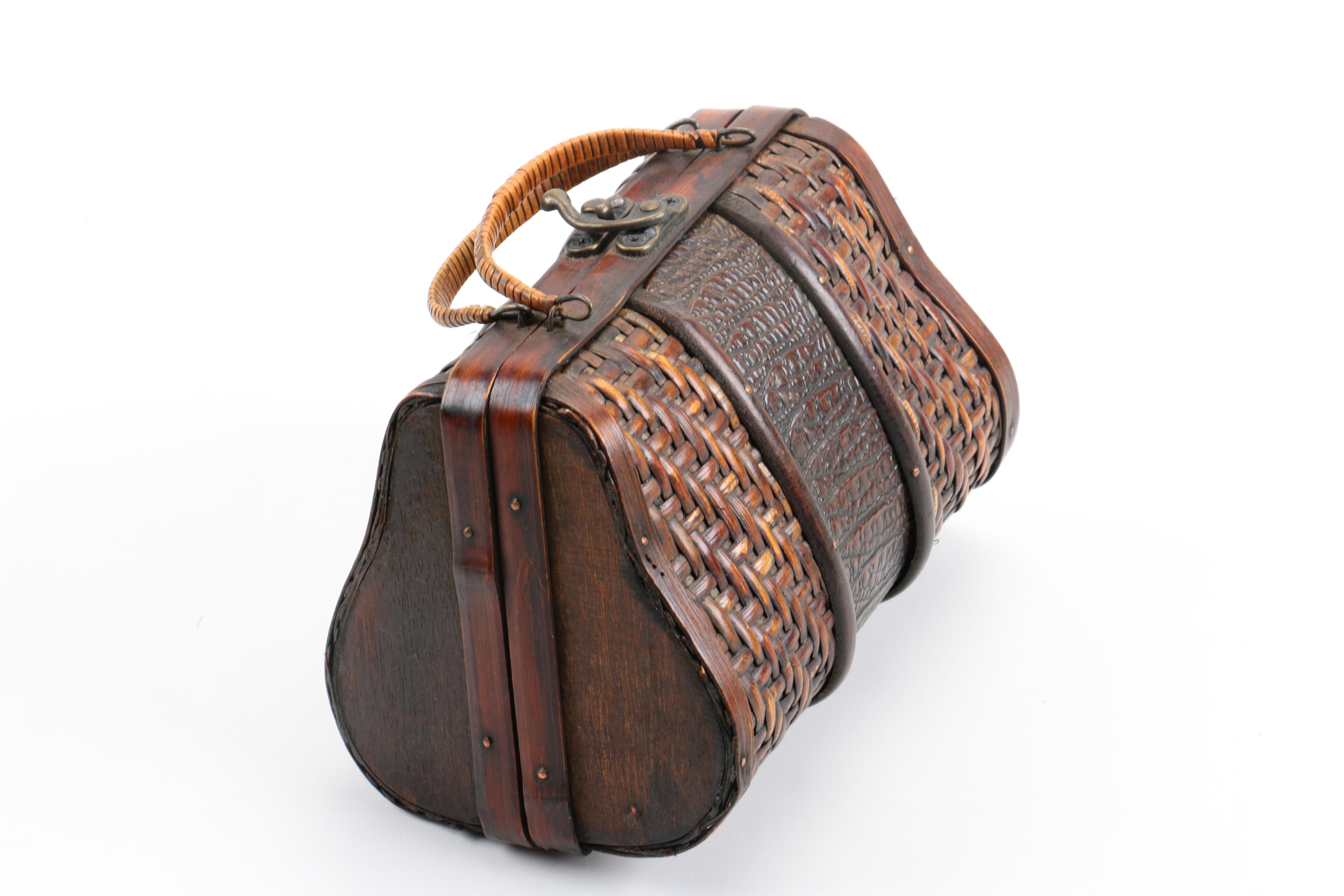 Woven Basketweave Handbag, Beaded Reticule, and Frame Bag