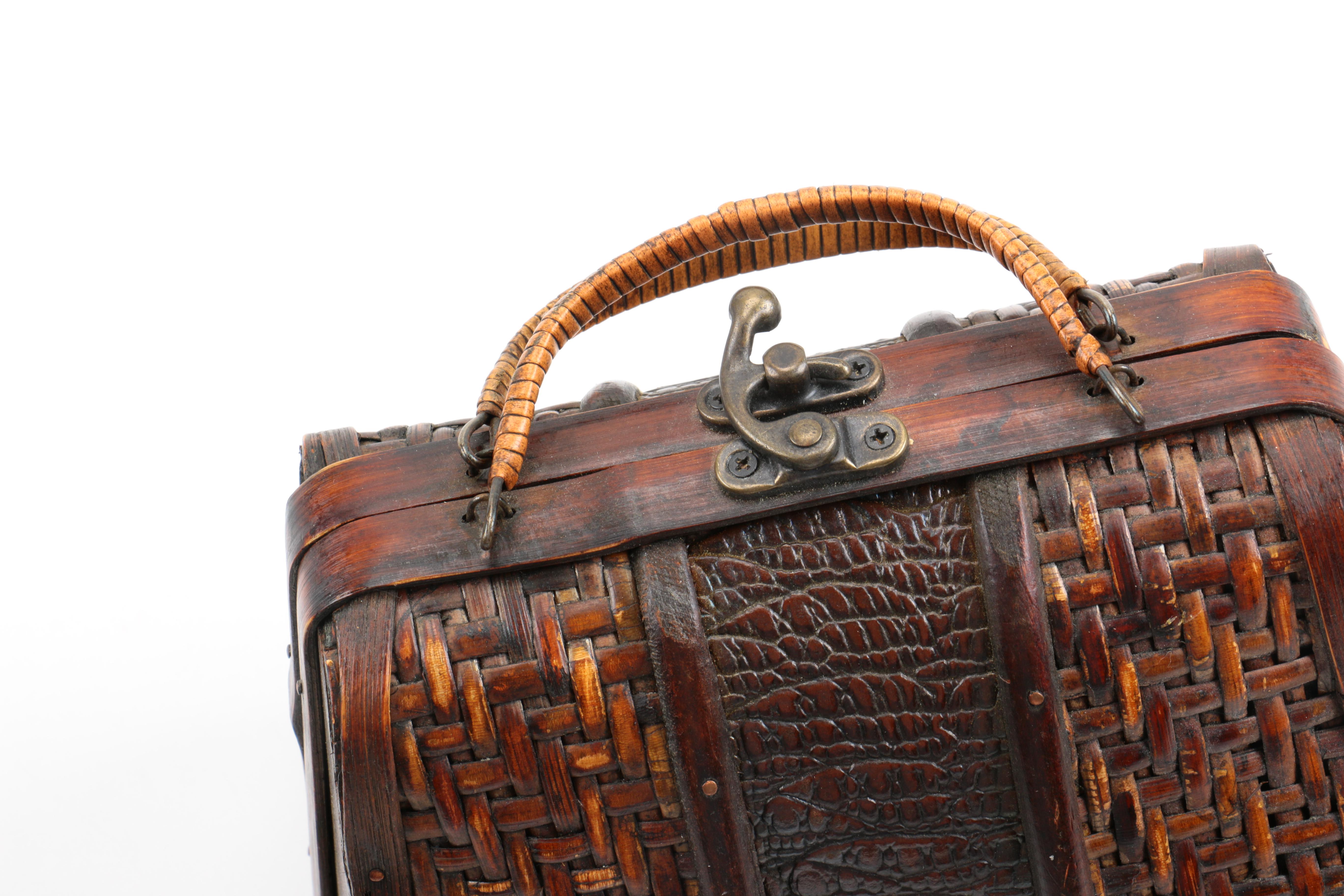 Woven Basketweave Handbag, Beaded Reticule, and Frame Bag