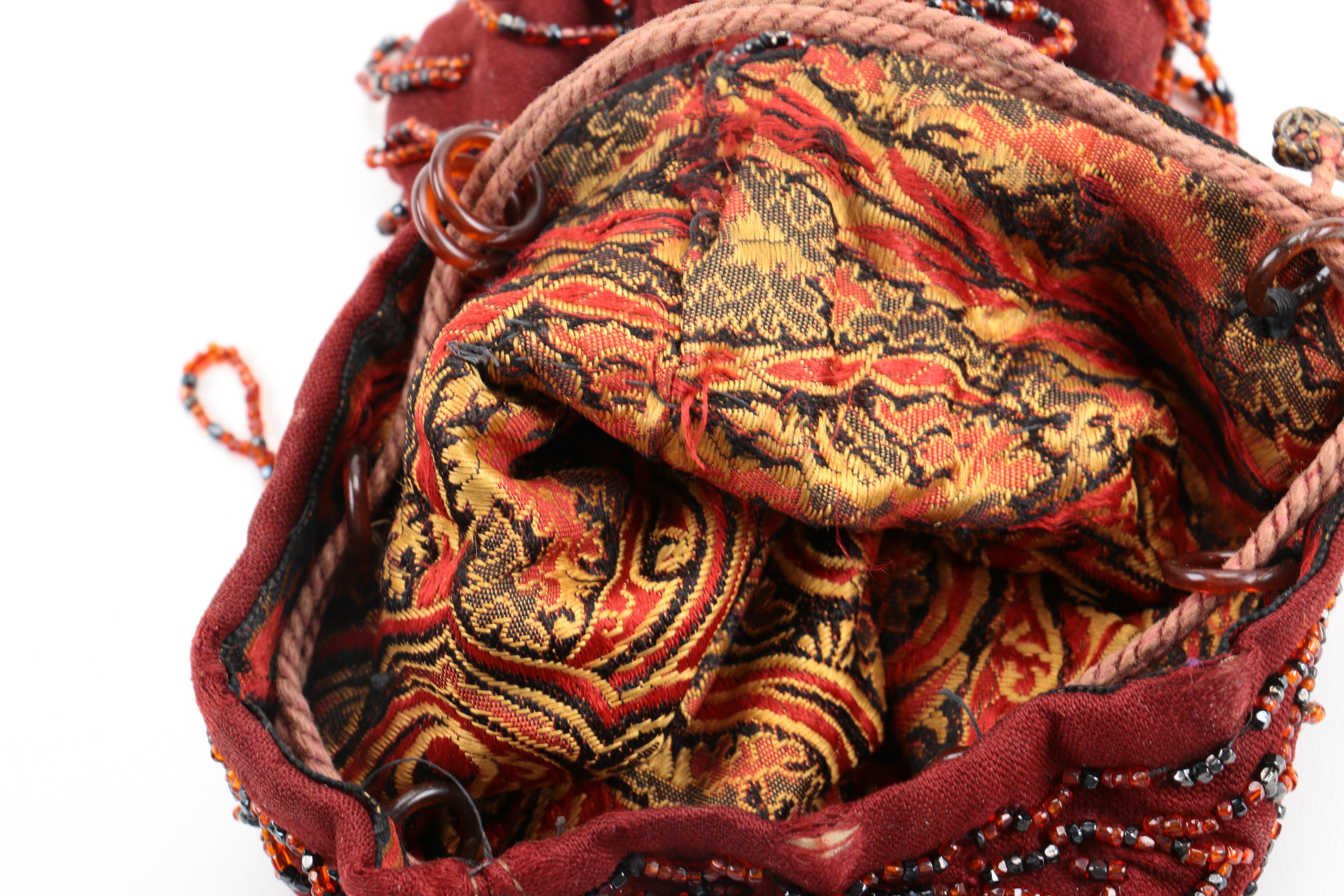 Woven Basketweave Handbag, Beaded Reticule, and Frame Bag