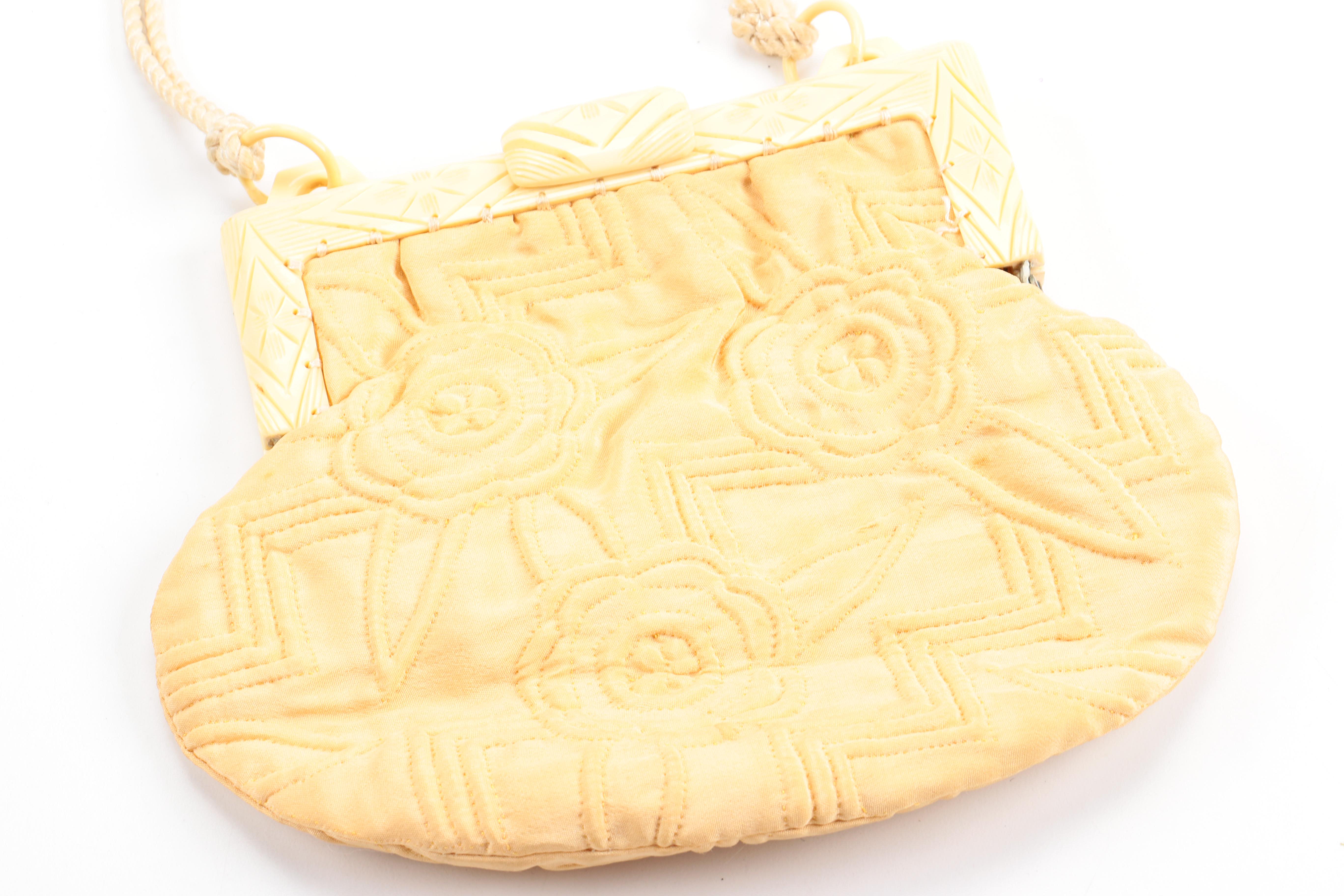 Woven Basketweave Handbag, Beaded Reticule, and Frame Bag