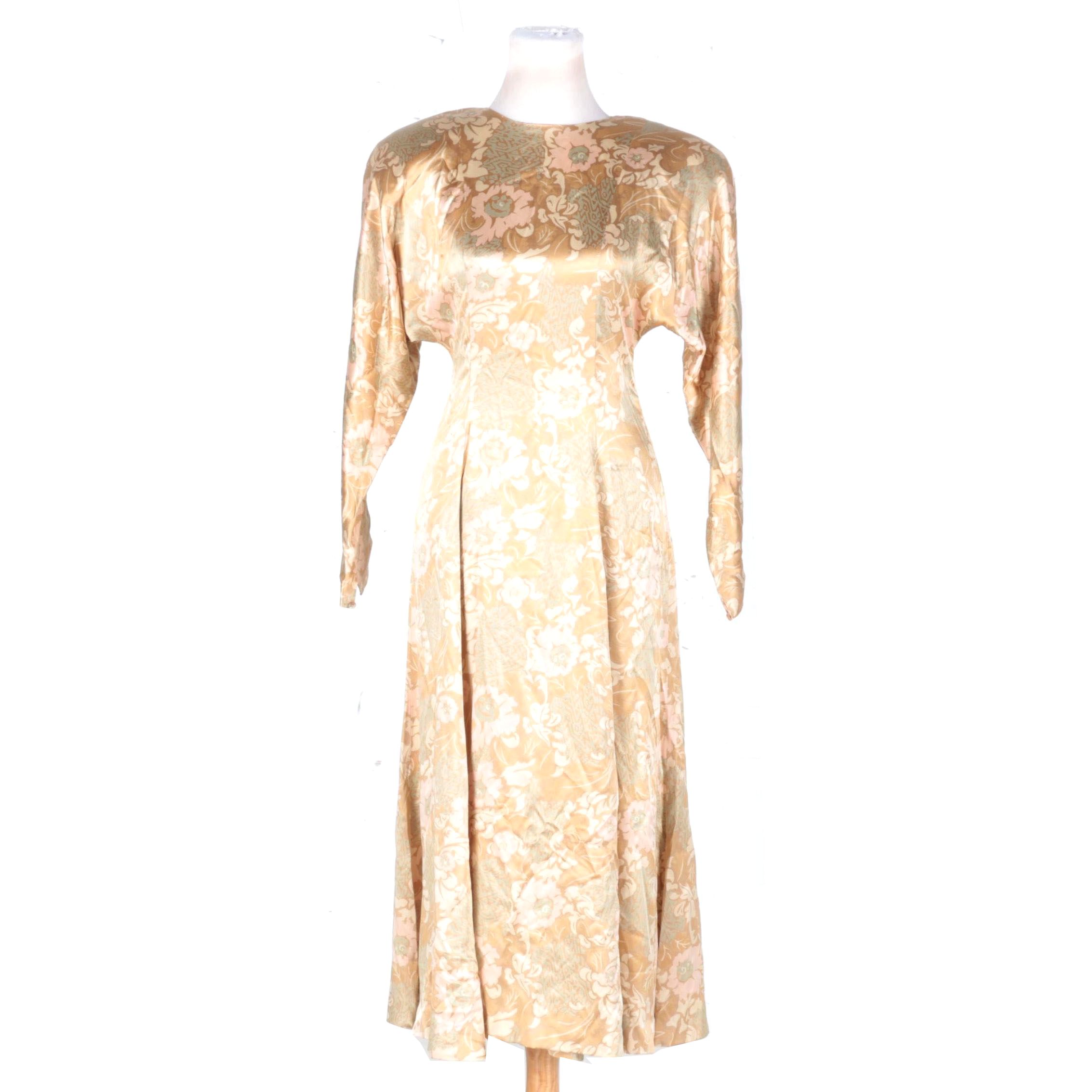 Vintage Frank Masandrea Silk Floral Long sleeve Dress