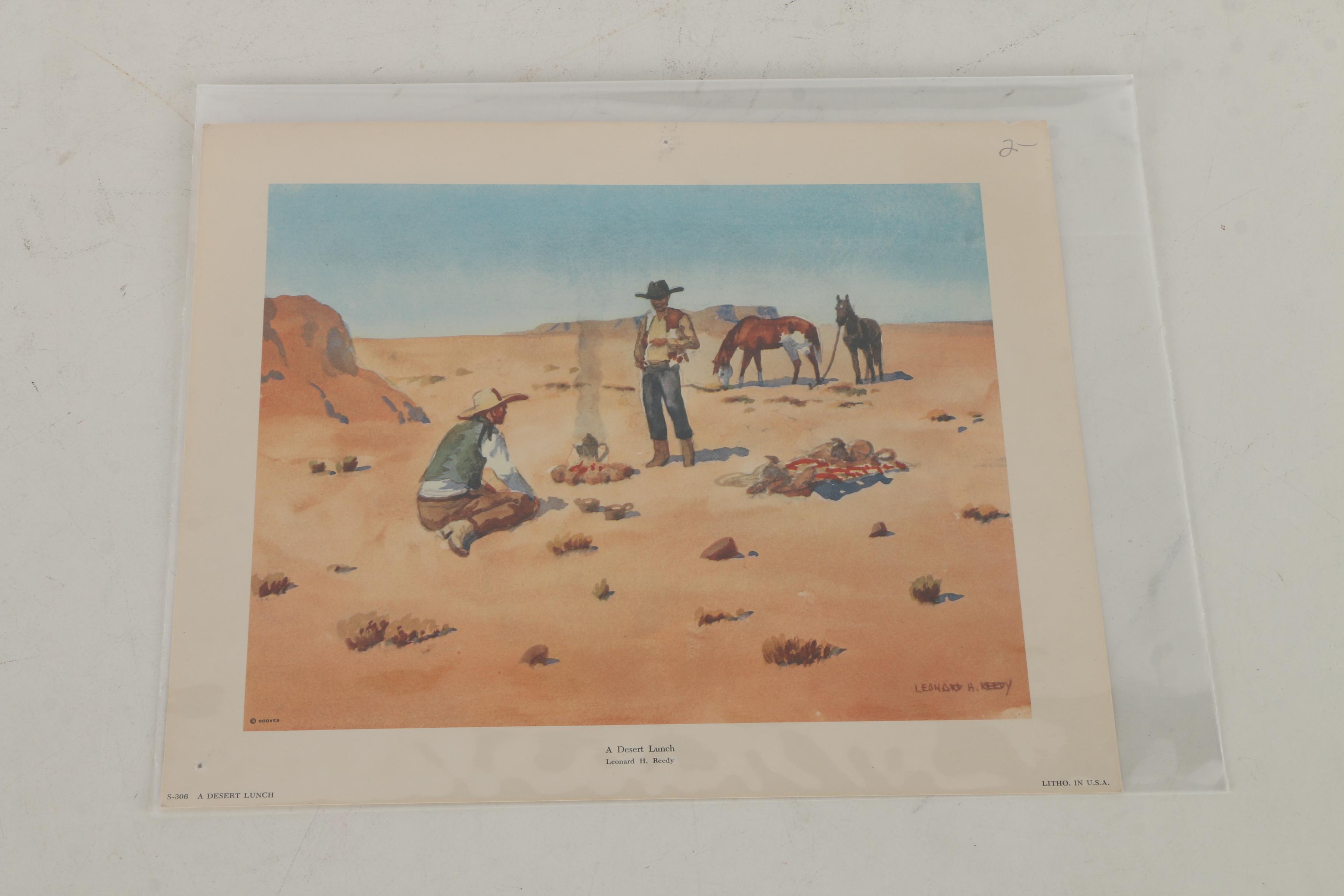 After Leonard H. Reedy Offset Lithographs of Western Scenes