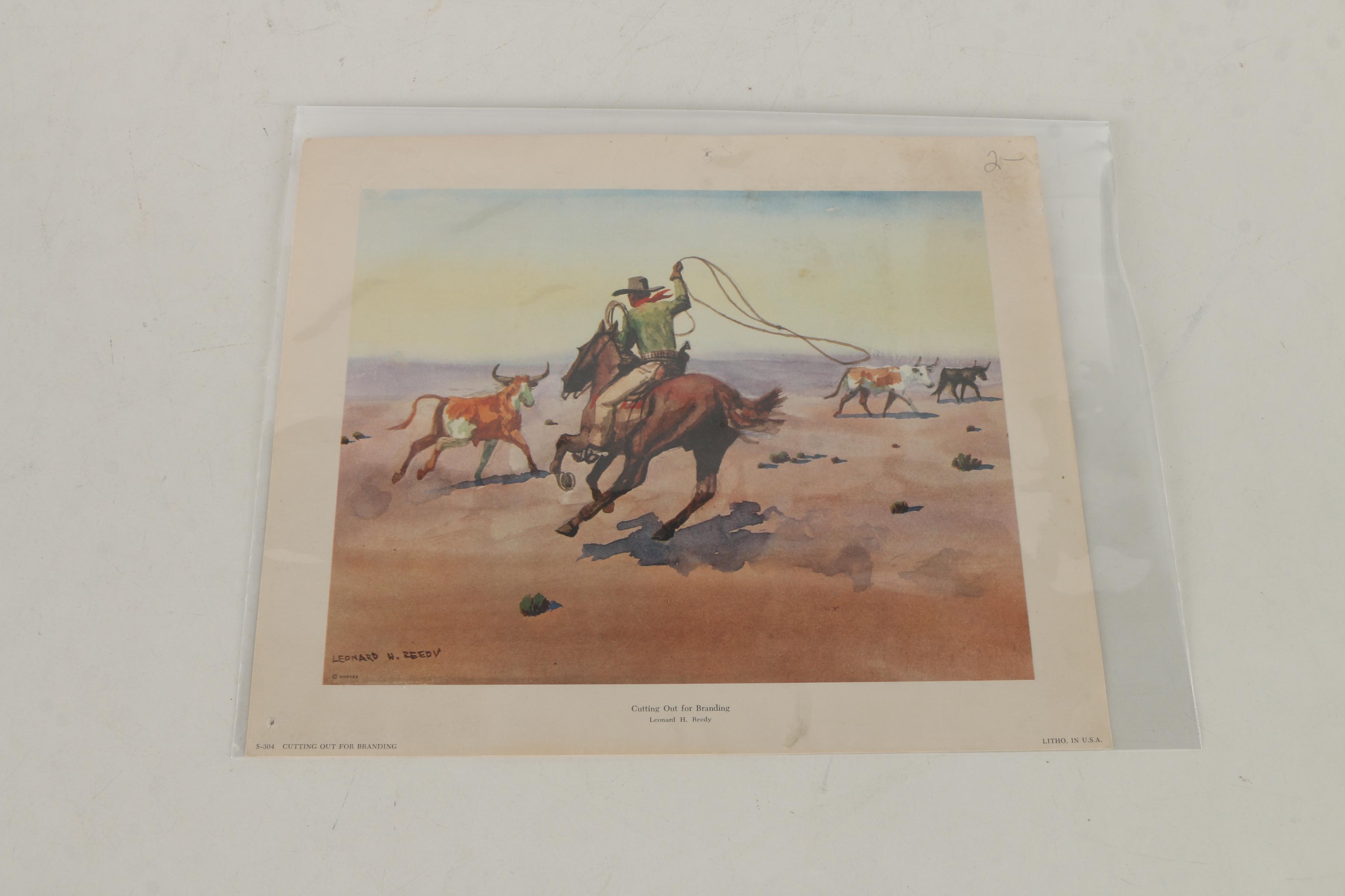 After Leonard H. Reedy Offset Lithographs of Western Scenes