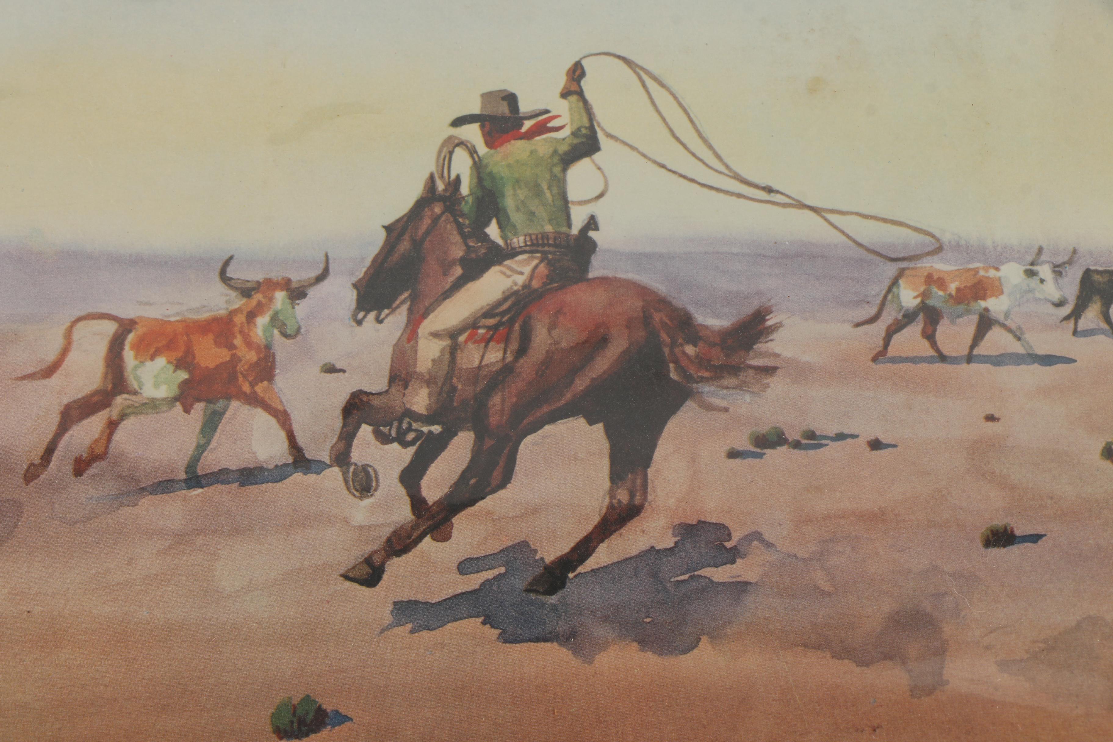 After Leonard H. Reedy Offset Lithographs of Western Scenes