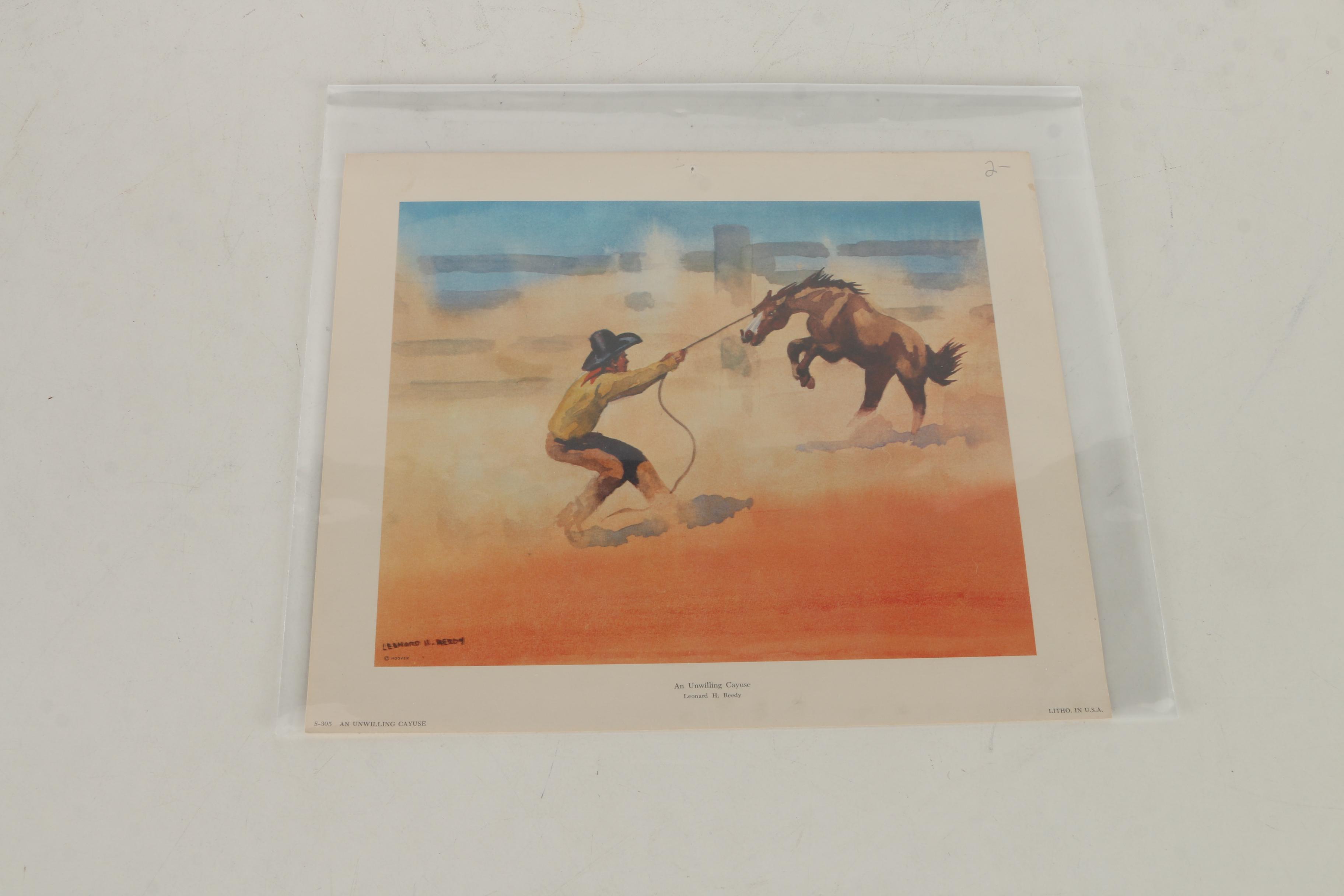 After Leonard H. Reedy Offset Lithographs of Western Scenes