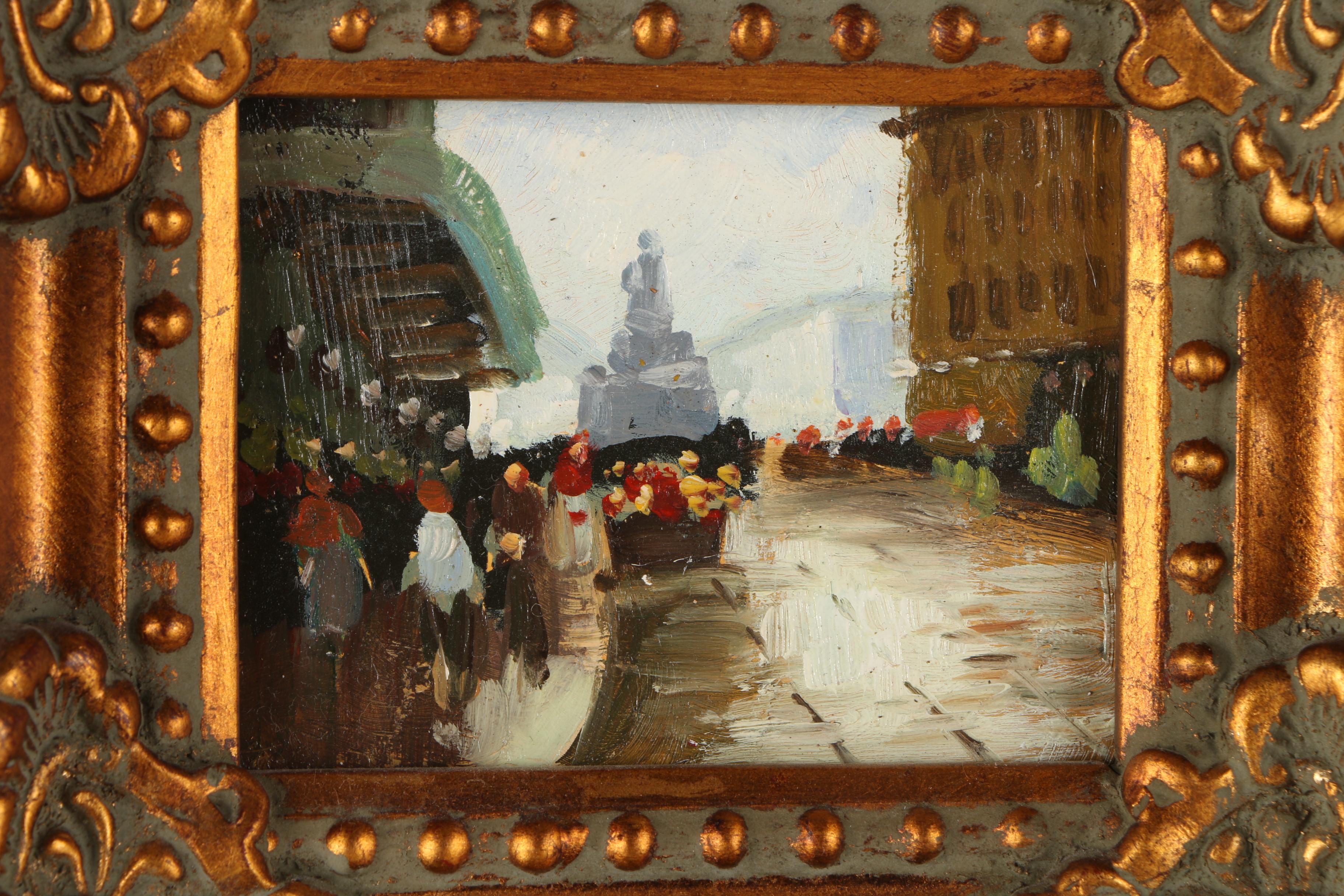Pair Embellished Offset Lithograph Prints of Impressionist Style Street Scenes