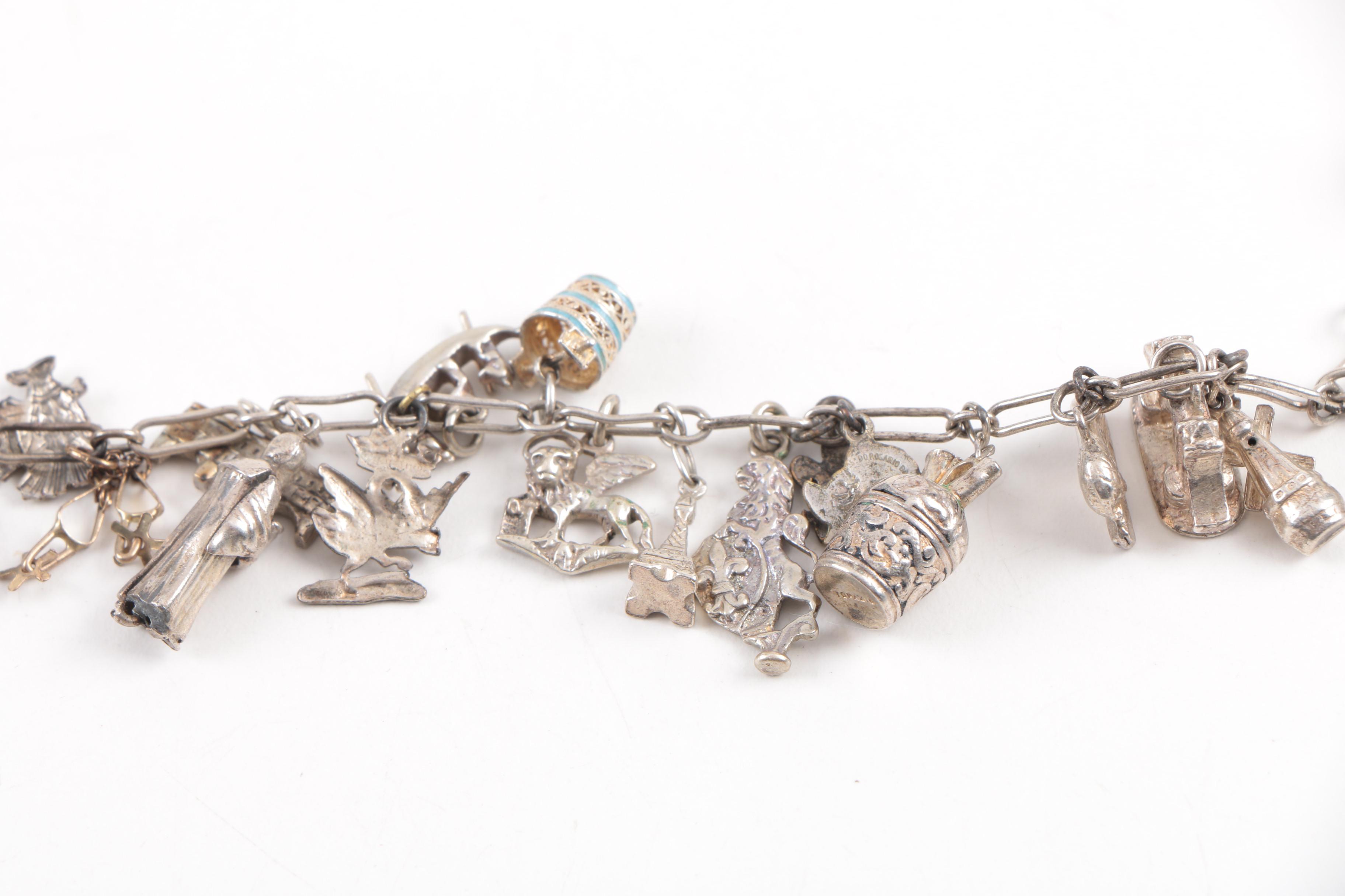 Sterling Silver and 800 Silver Charm Bracelets