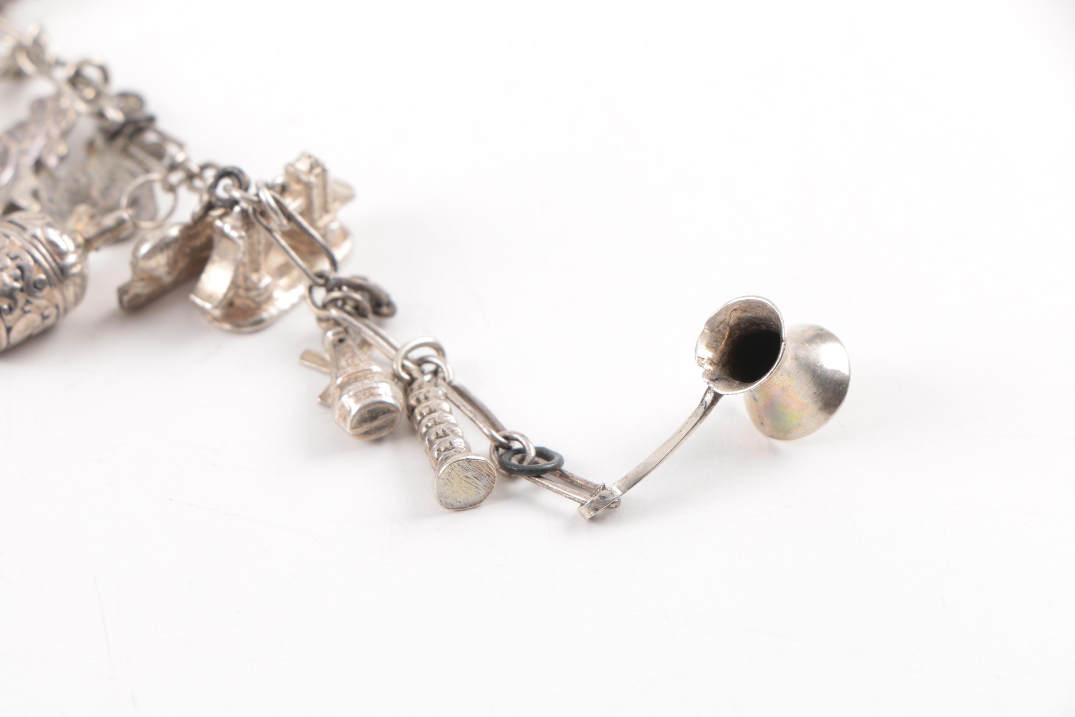 Sterling Silver and 800 Silver Charm Bracelets