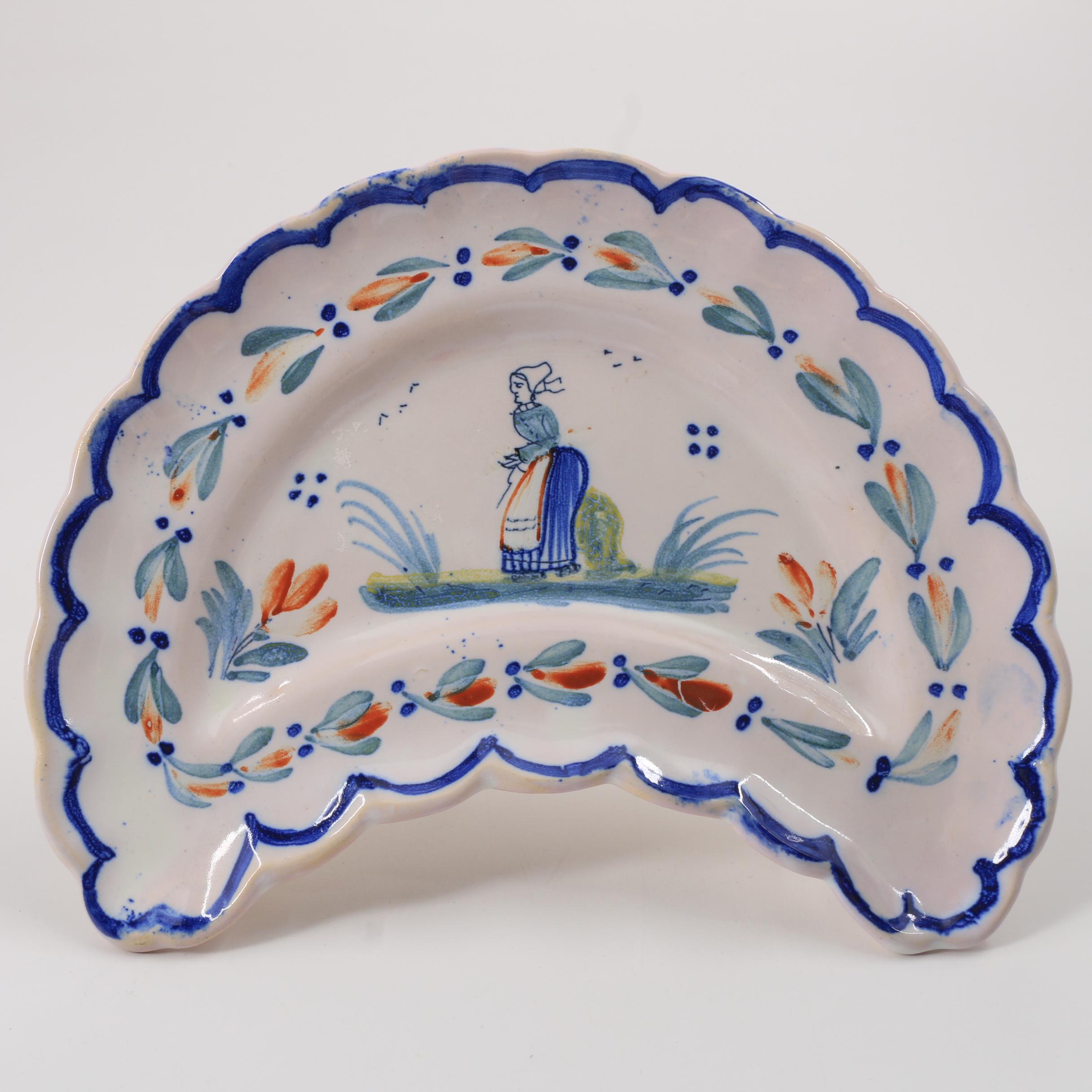 Henriot Quimper and HB Quimper Faience Bowl, Vase and Ashtrays