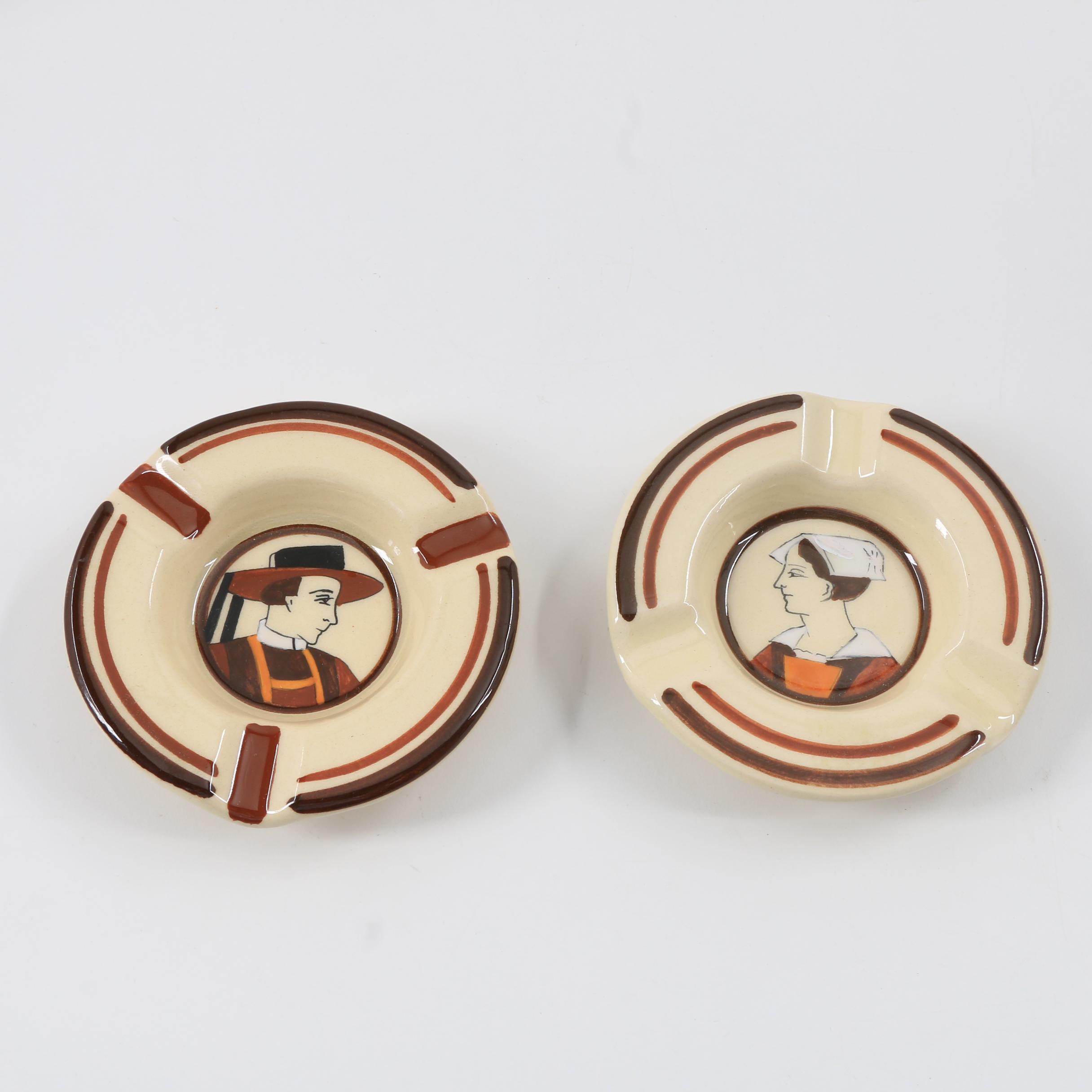 Henriot Quimper and HB Quimper Faience Bowl, Vase and Ashtrays