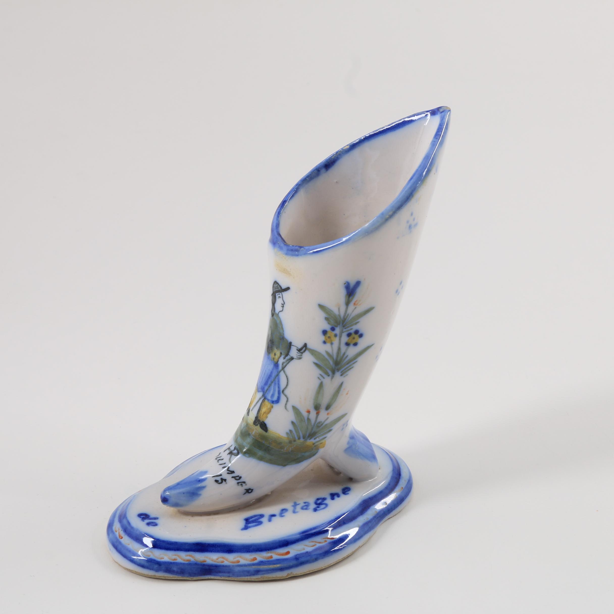 Henriot Quimper and HB Quimper Faience Bowl, Vase and Ashtrays