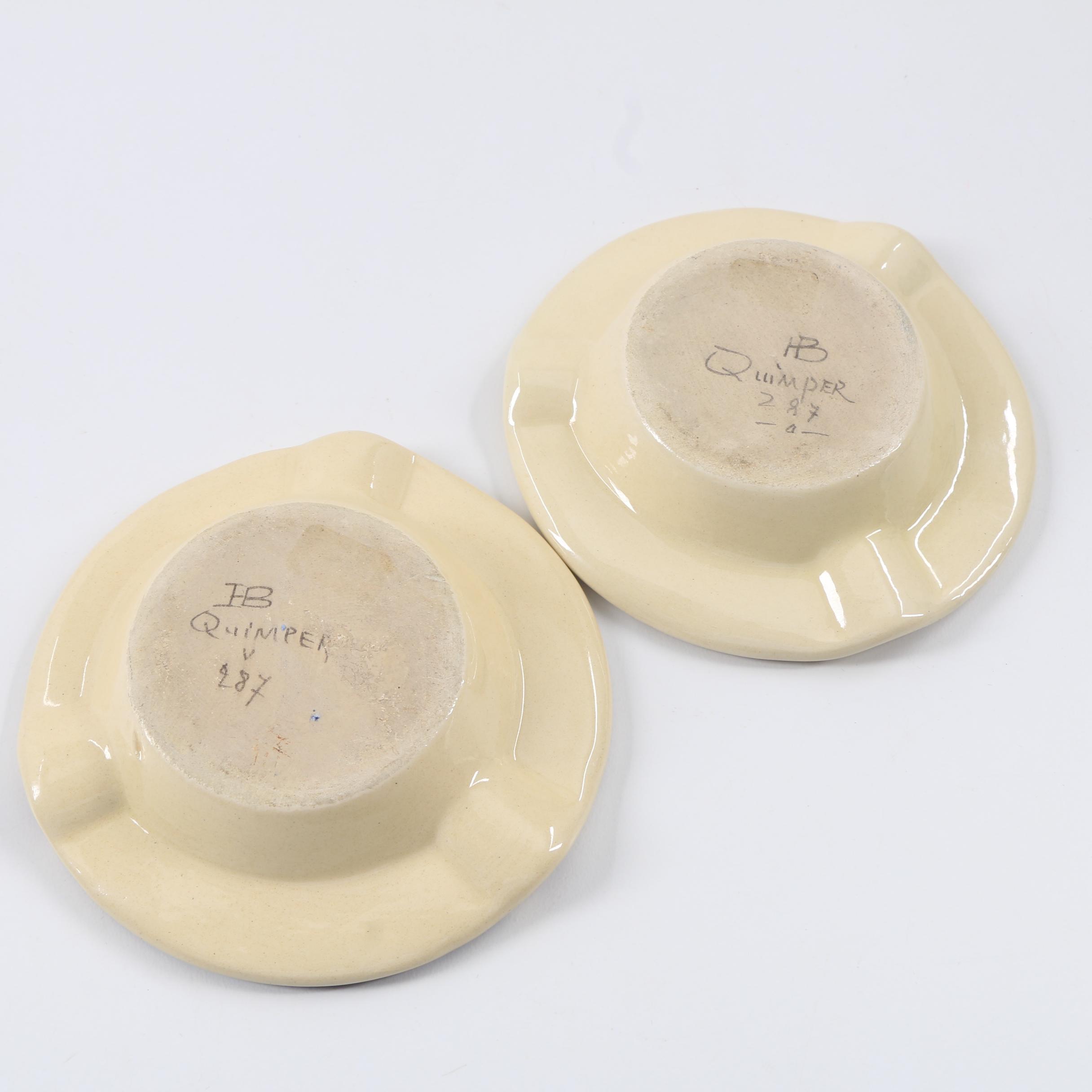 Henriot Quimper and HB Quimper Faience Bowl, Vase and Ashtrays