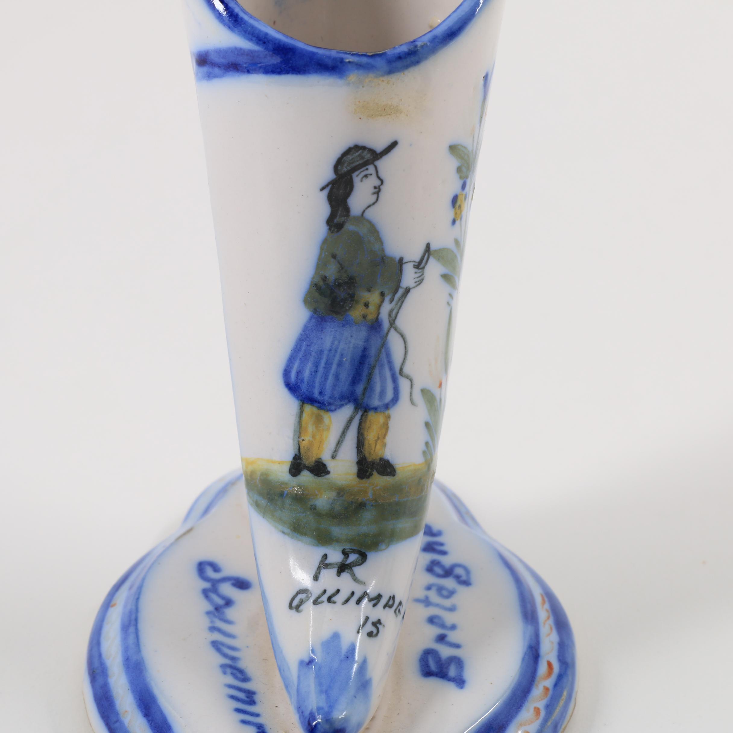 Henriot Quimper and HB Quimper Faience Bowl, Vase and Ashtrays