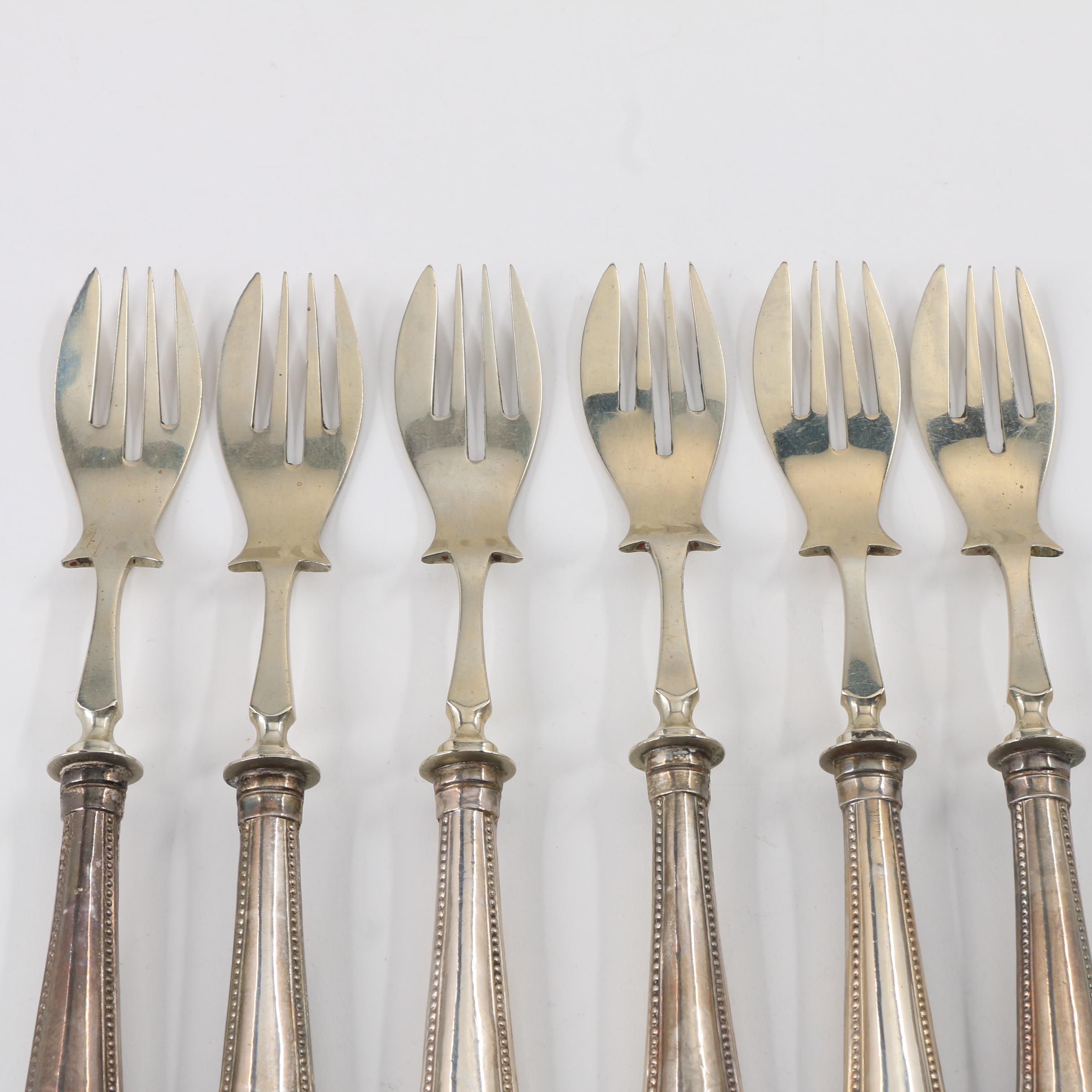 Vintage German 800 Silver Fish Forks, Set of Six