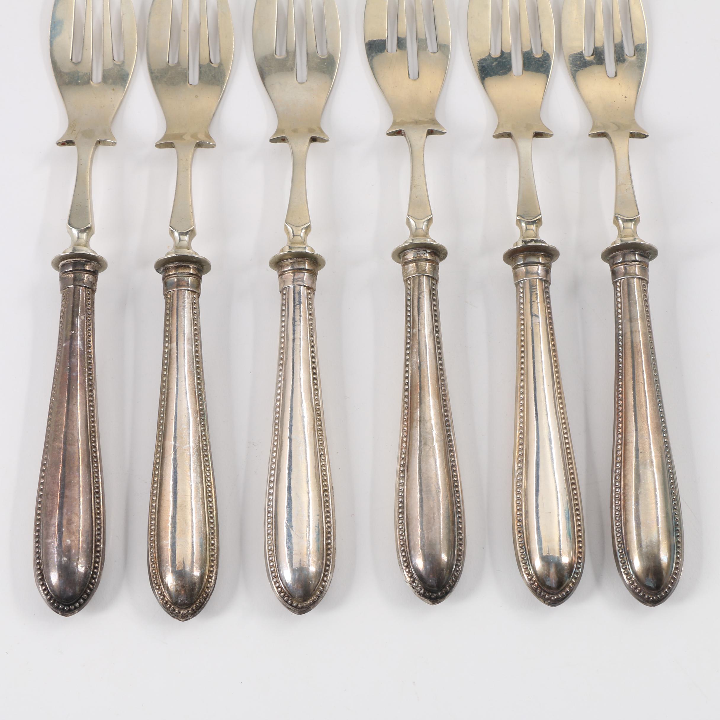 Vintage German 800 Silver Fish Forks, Set of Six