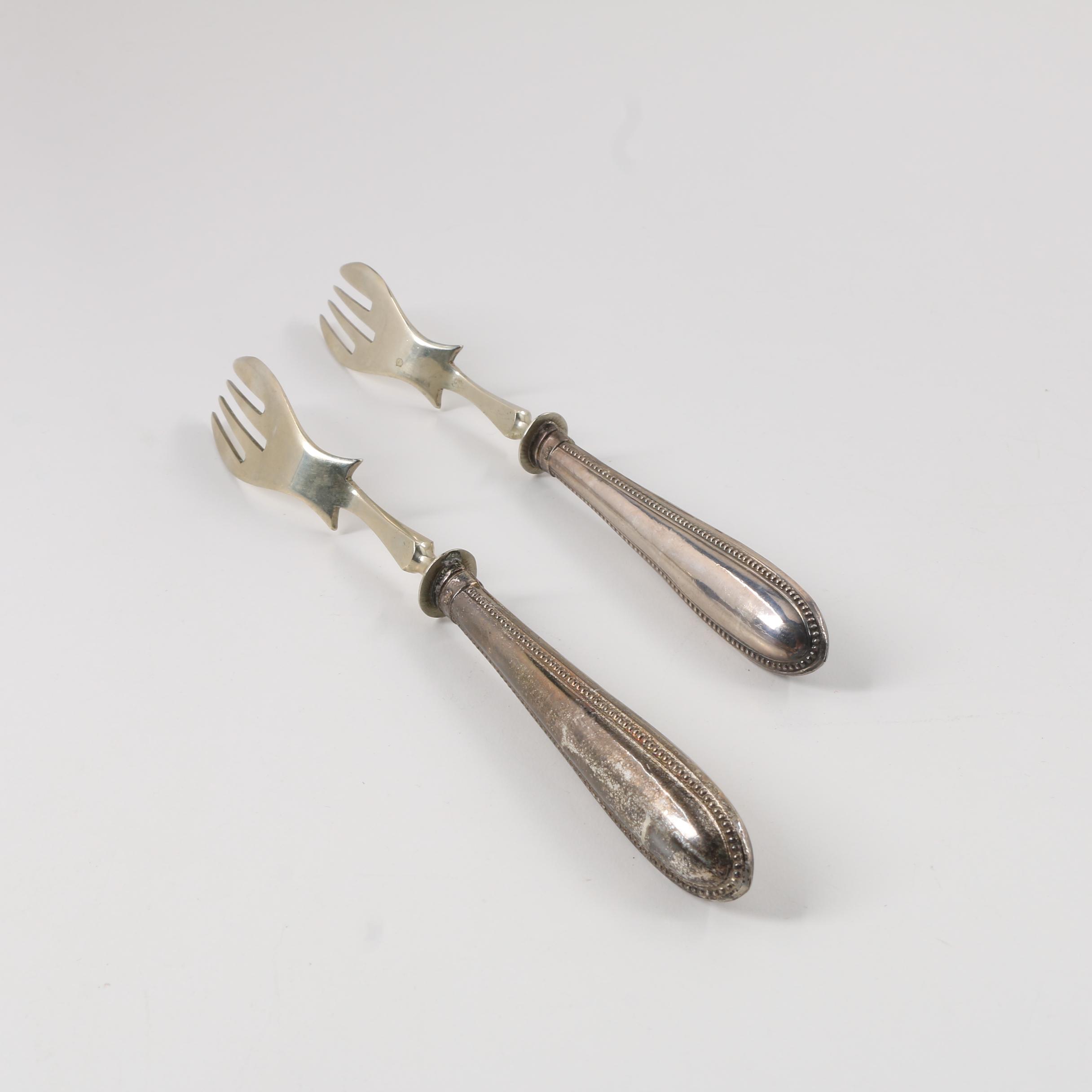 Vintage German 800 Silver Fish Forks, Set of Six