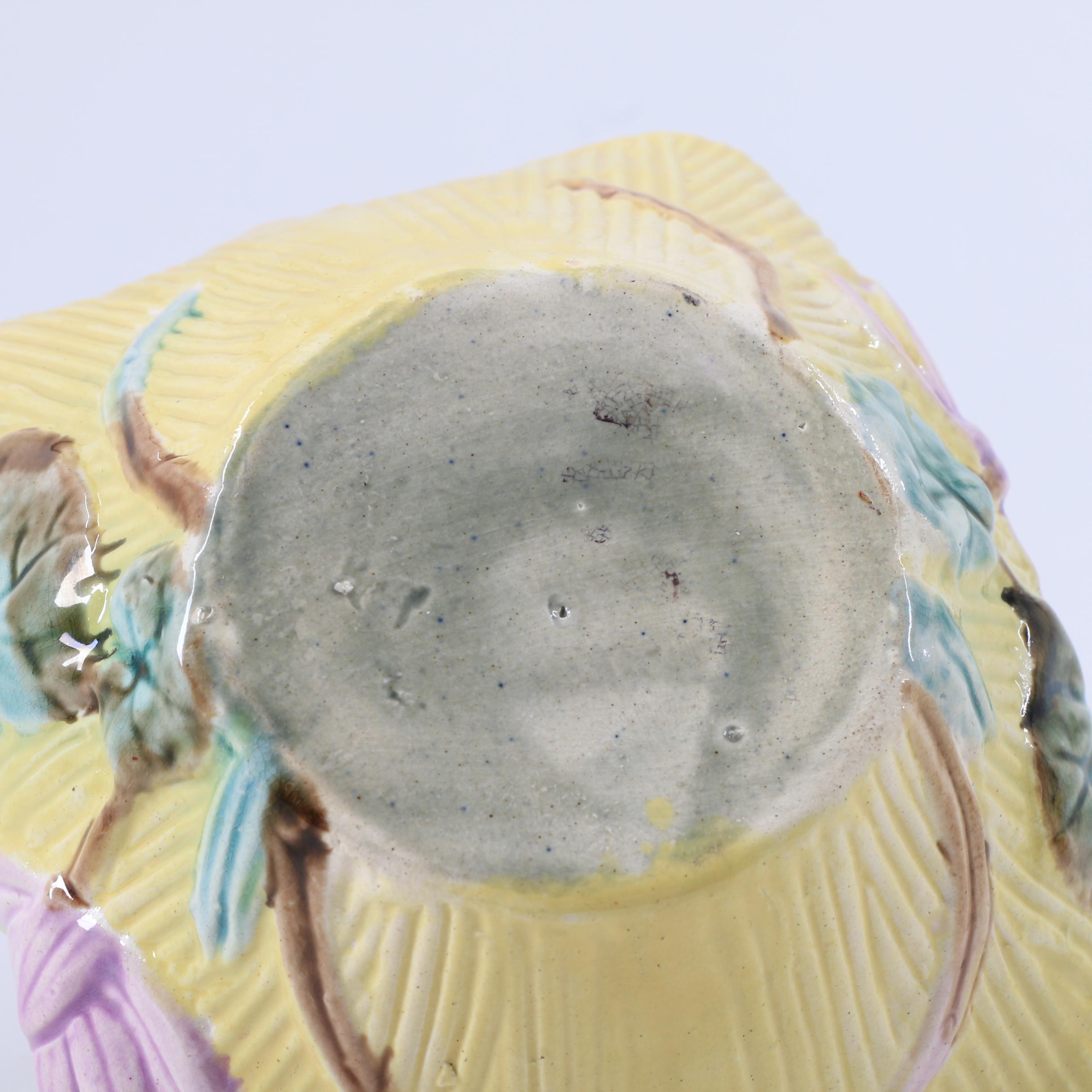 Minton Sugar Bowl, H.J. Wood Floral Jar and Majolica Lily Basket