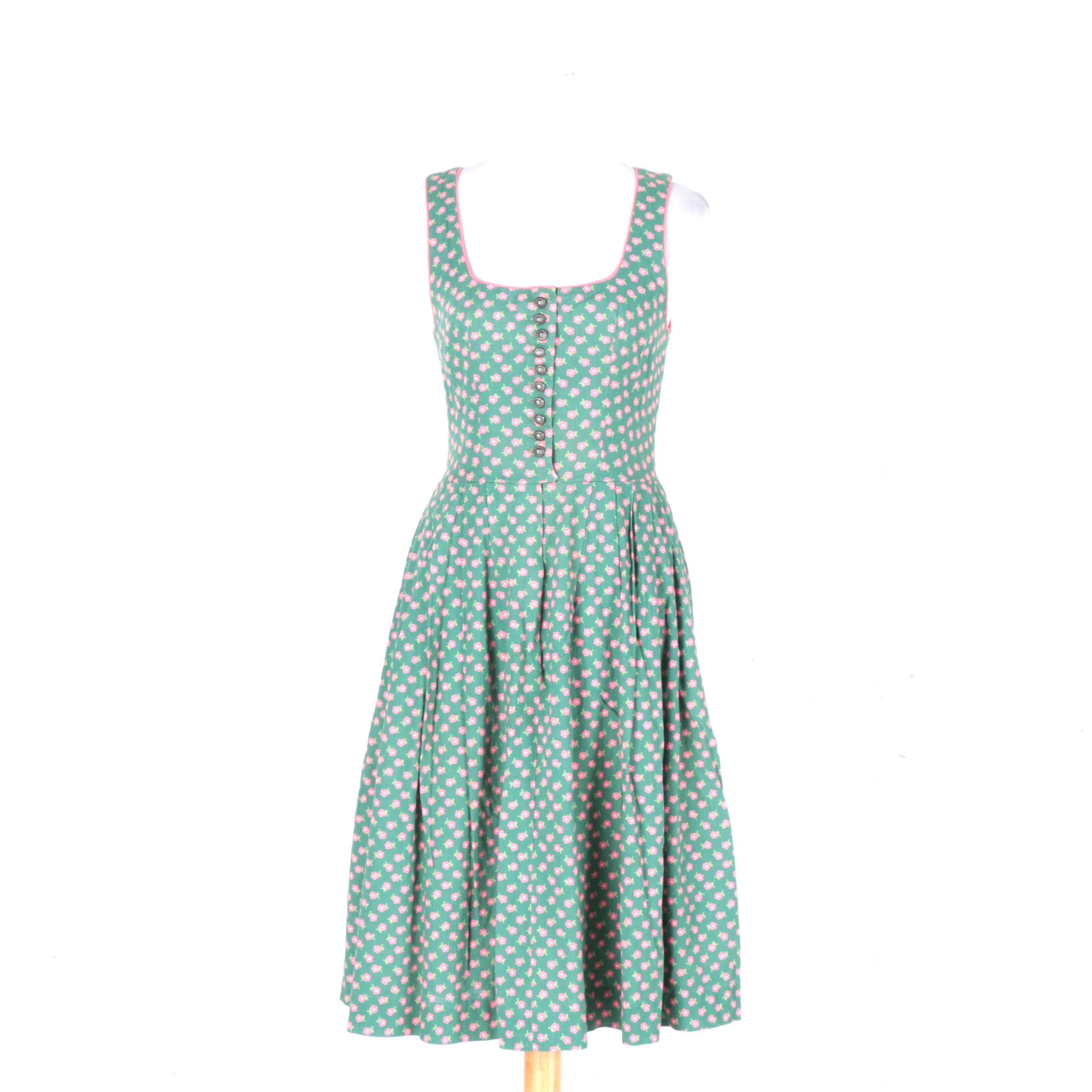 Vintage Pink and Green Floral Dress