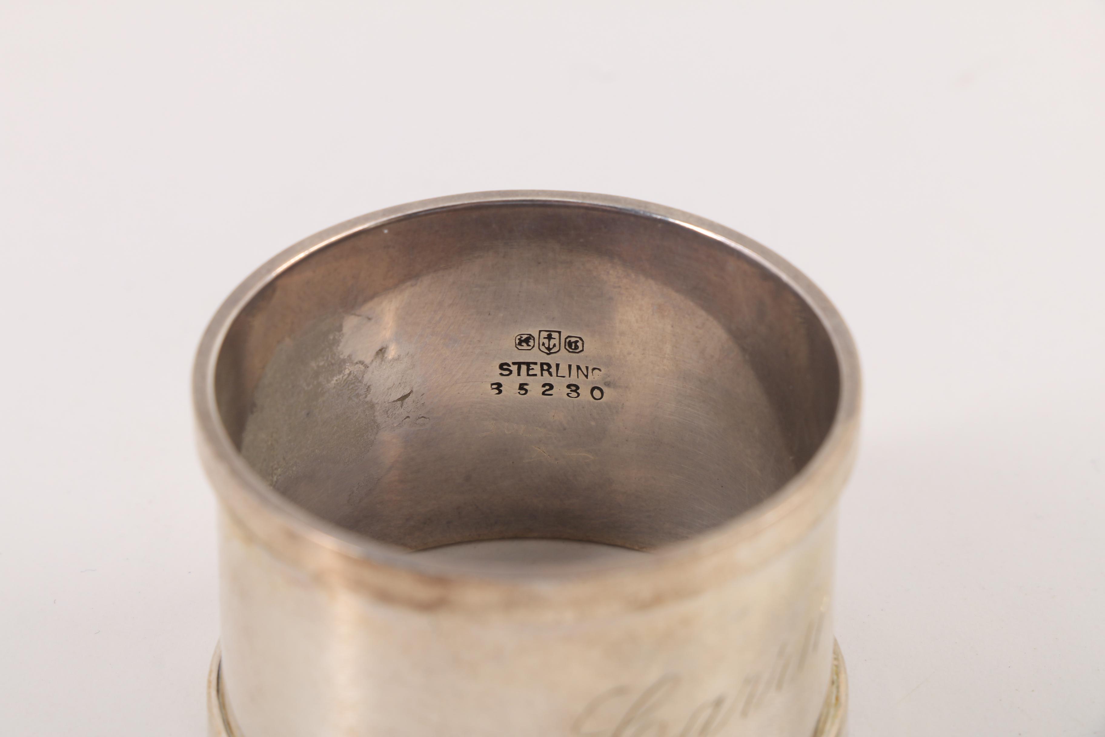 Two Gorham Sterling Silver Monogrammed Napkin Rings