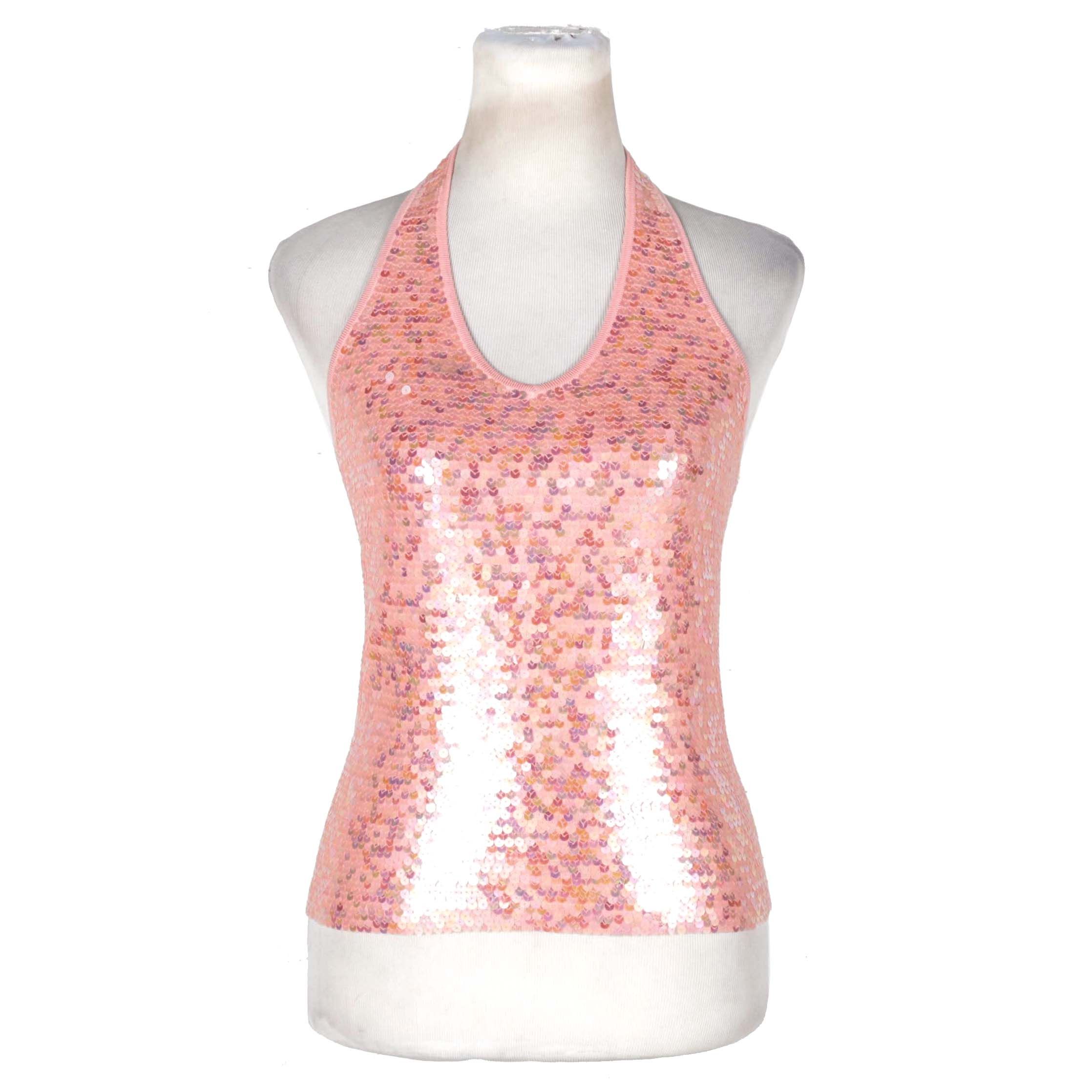 Pink Sequins Halter Top